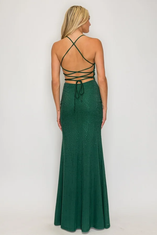 woman in green dress