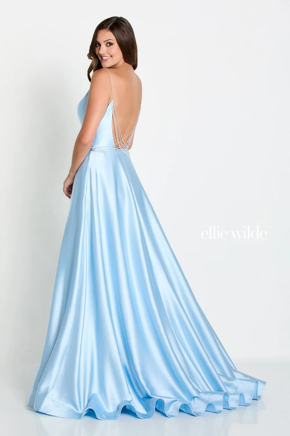 ellie wilde light blue prom dress Queendancer Women Elegant Black Formal Dress with Slit Sheath High Neck  Ruffled Black Tie Dress – queendancer main image 1