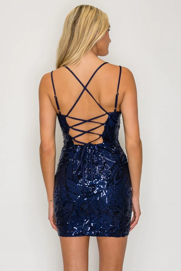 woman in blue dress