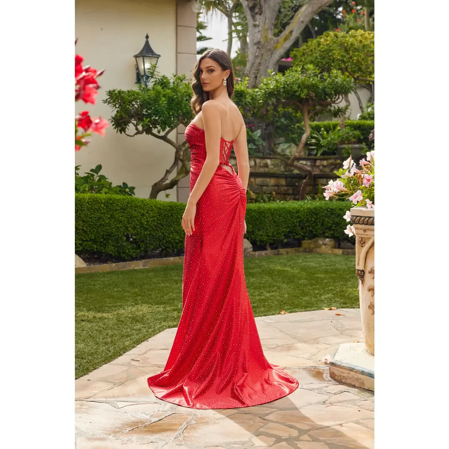 girl in red dress