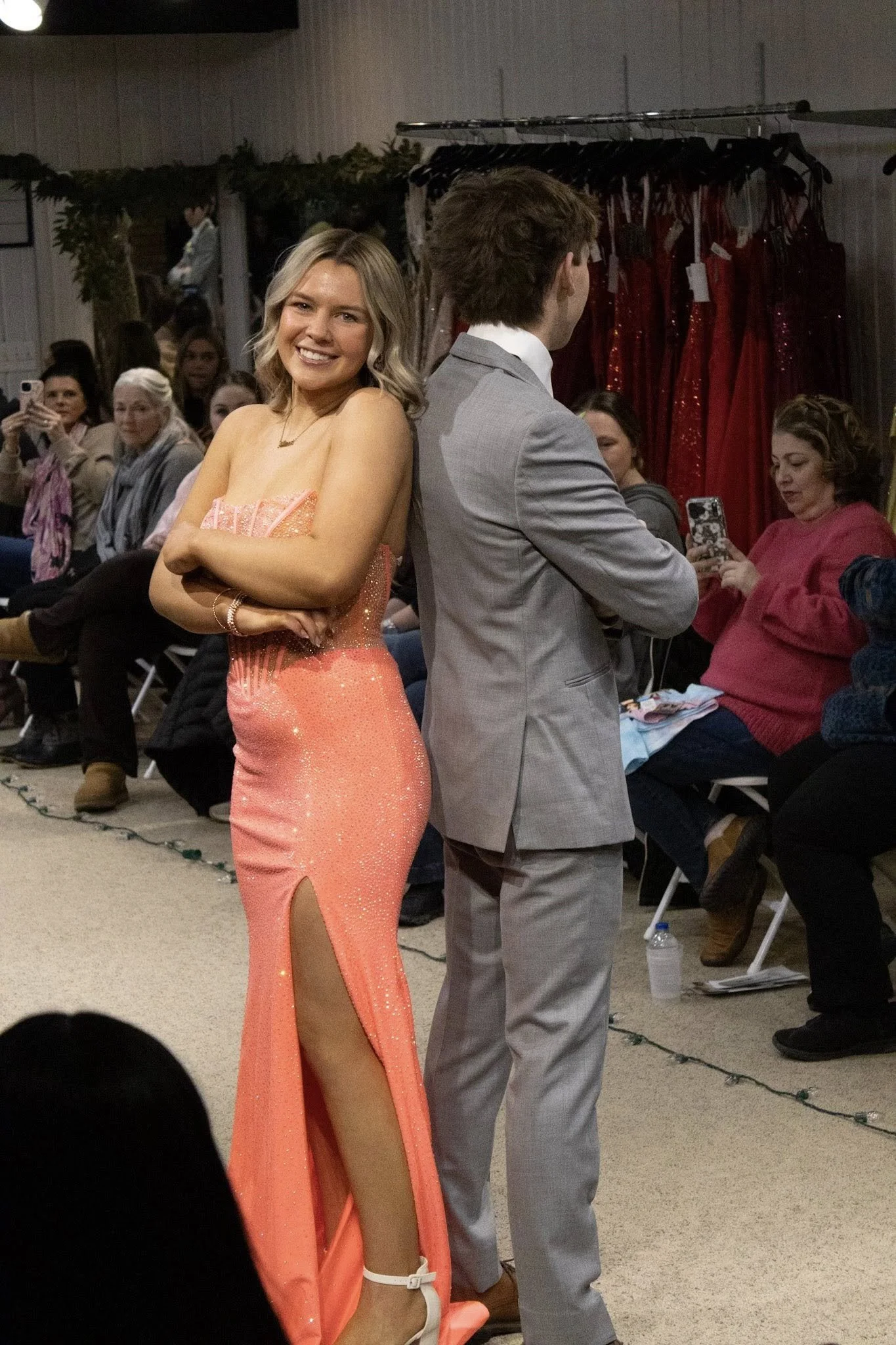 girls wearing prom dresses