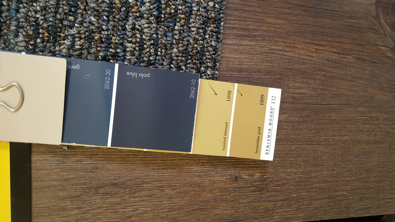 Selected paint colors and floor samples.