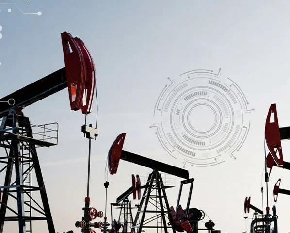 Banner showing oil pumpjacks and advanced polymer pipeline technology for the Evonik webinar titled 