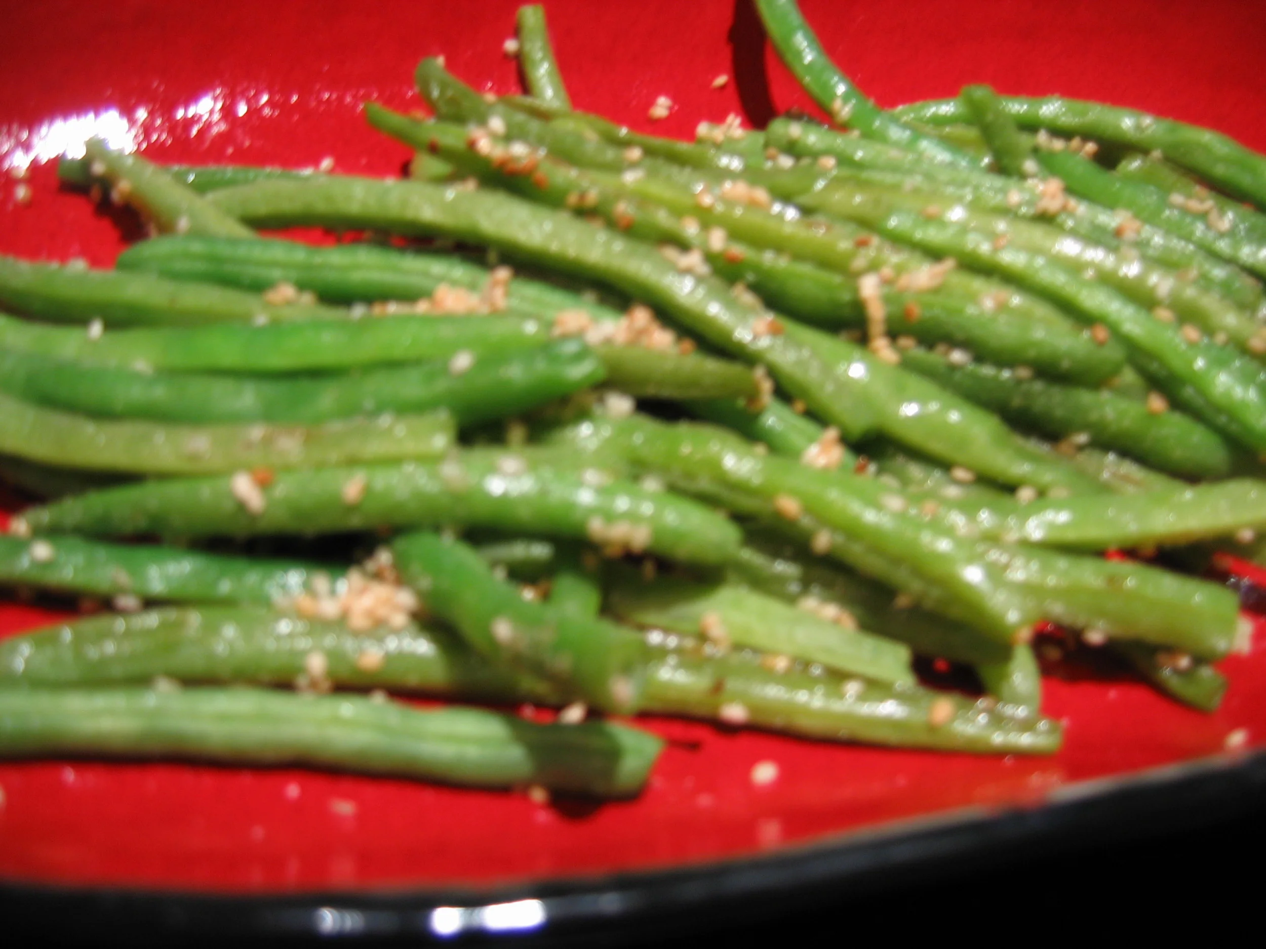 Roasted French string beans with toasted sesame