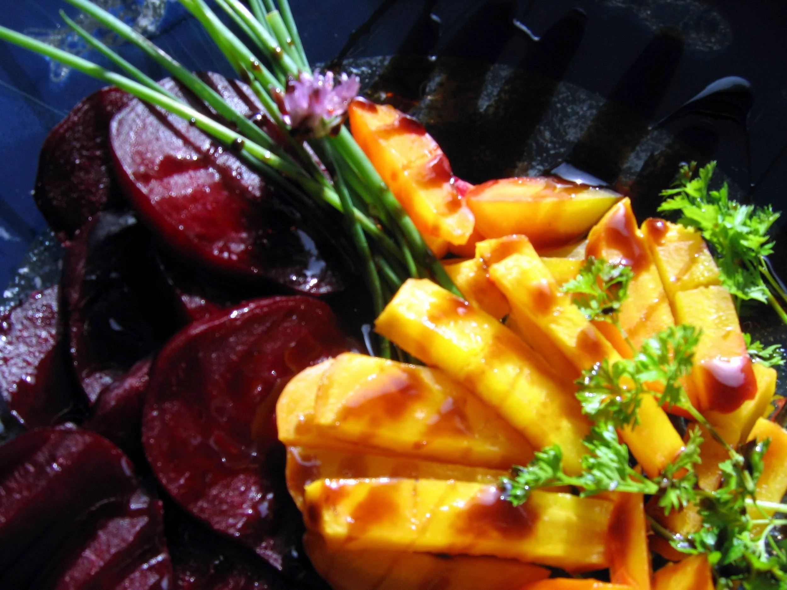 Roasted red and golden beets, with reduced balsamic vinegar