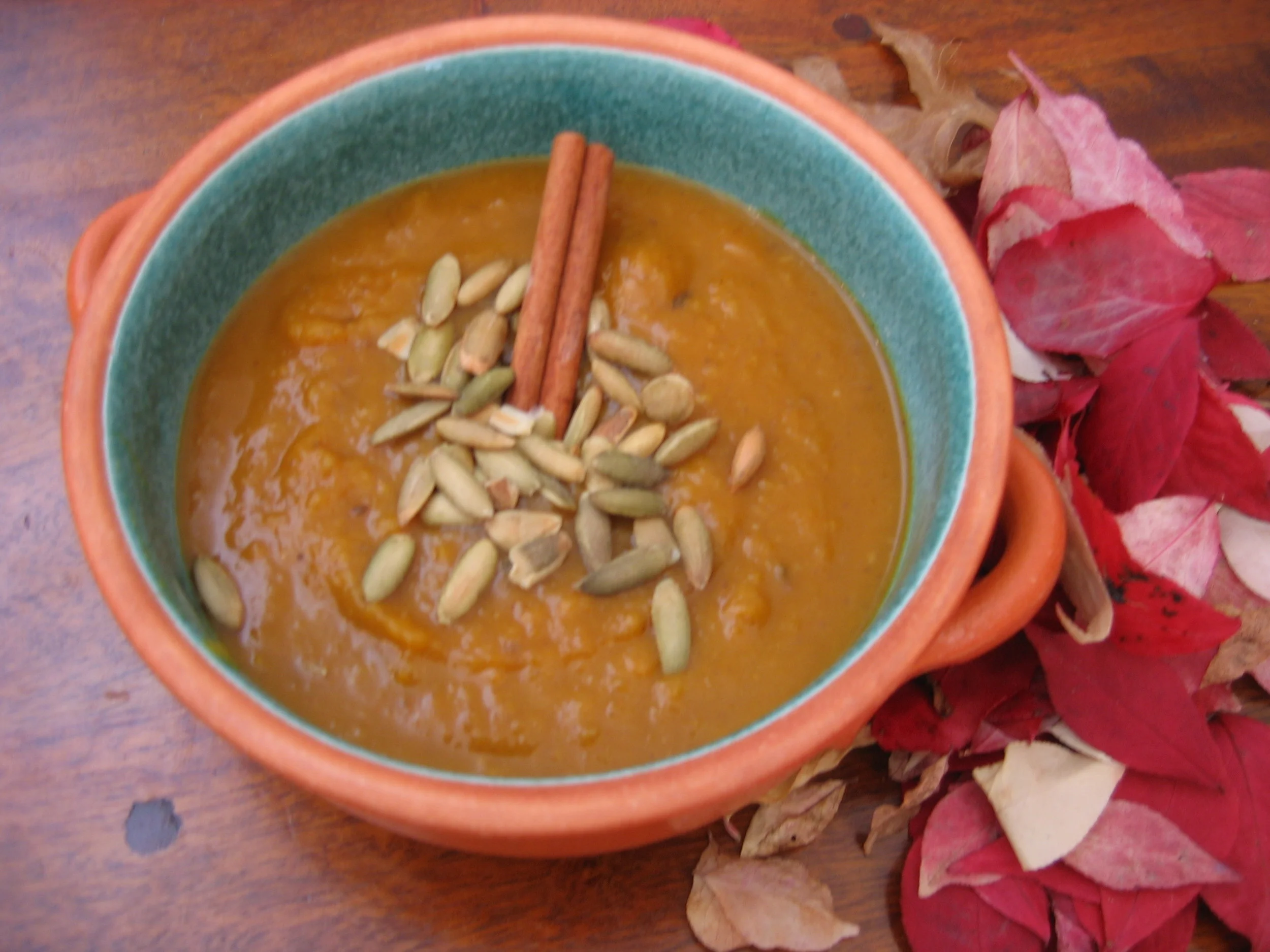 Roasted squash and chestnut soup with mulling spices