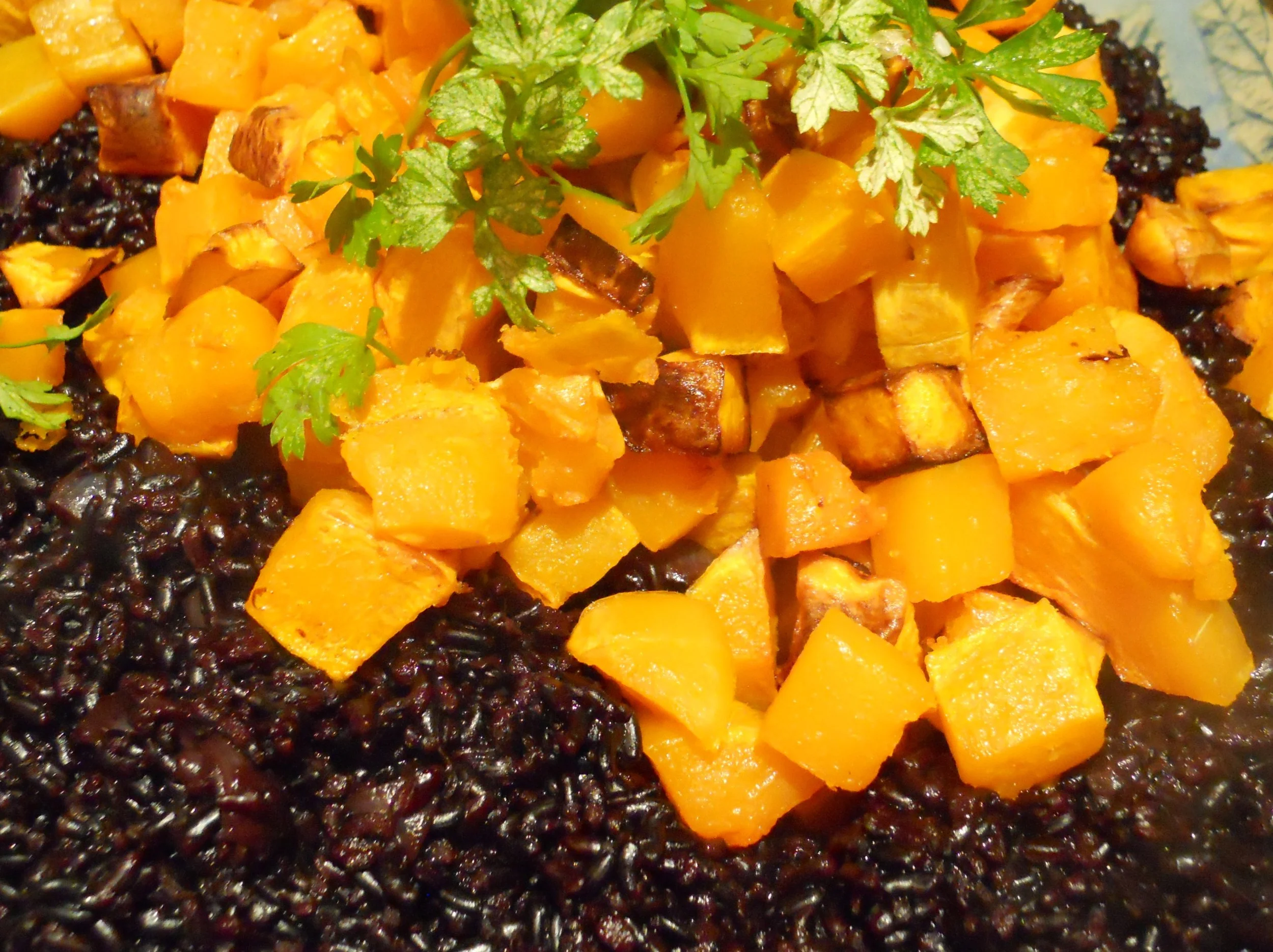 Black rice with roasted butternut squash