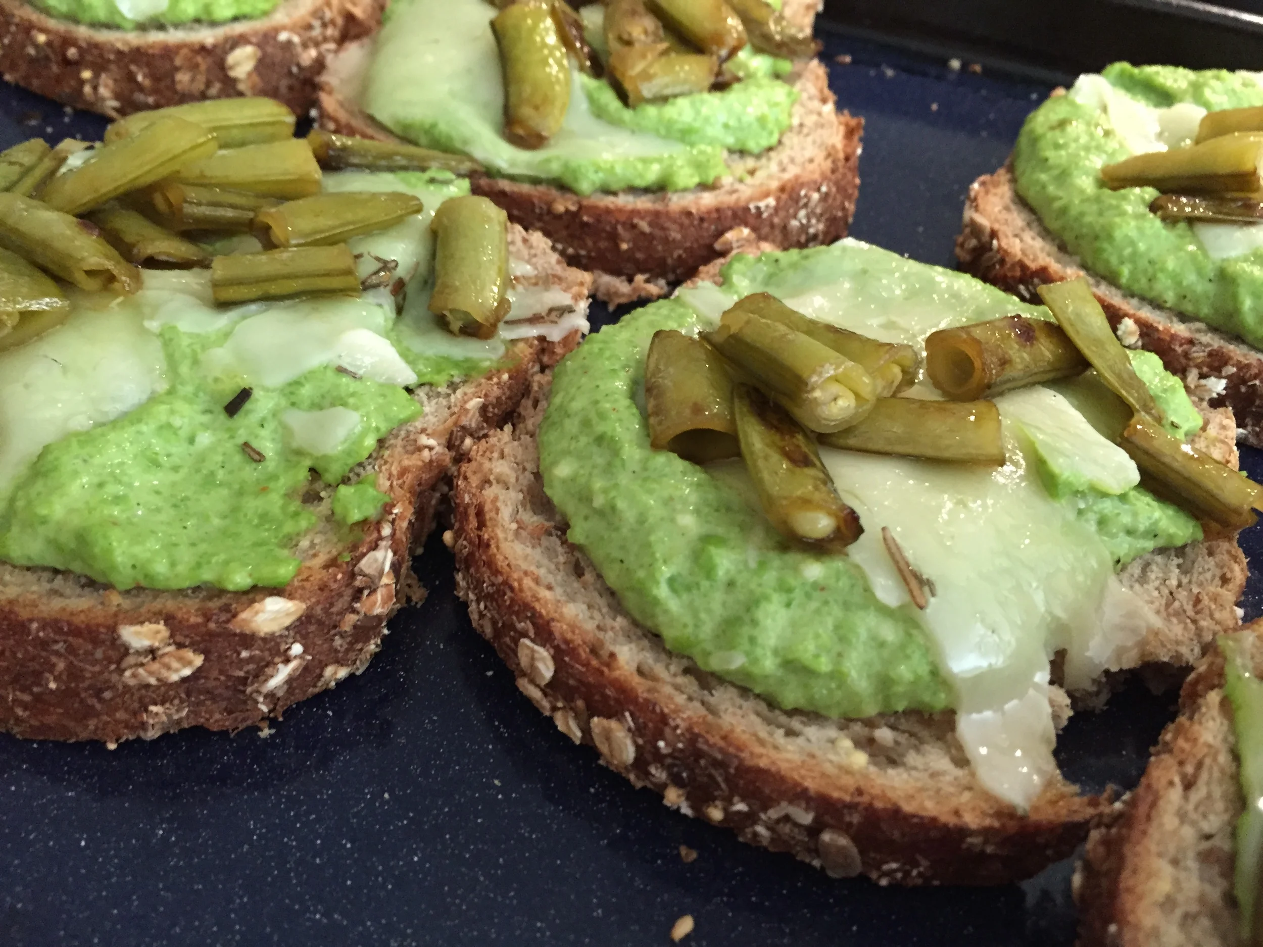 Double pea bruschetta