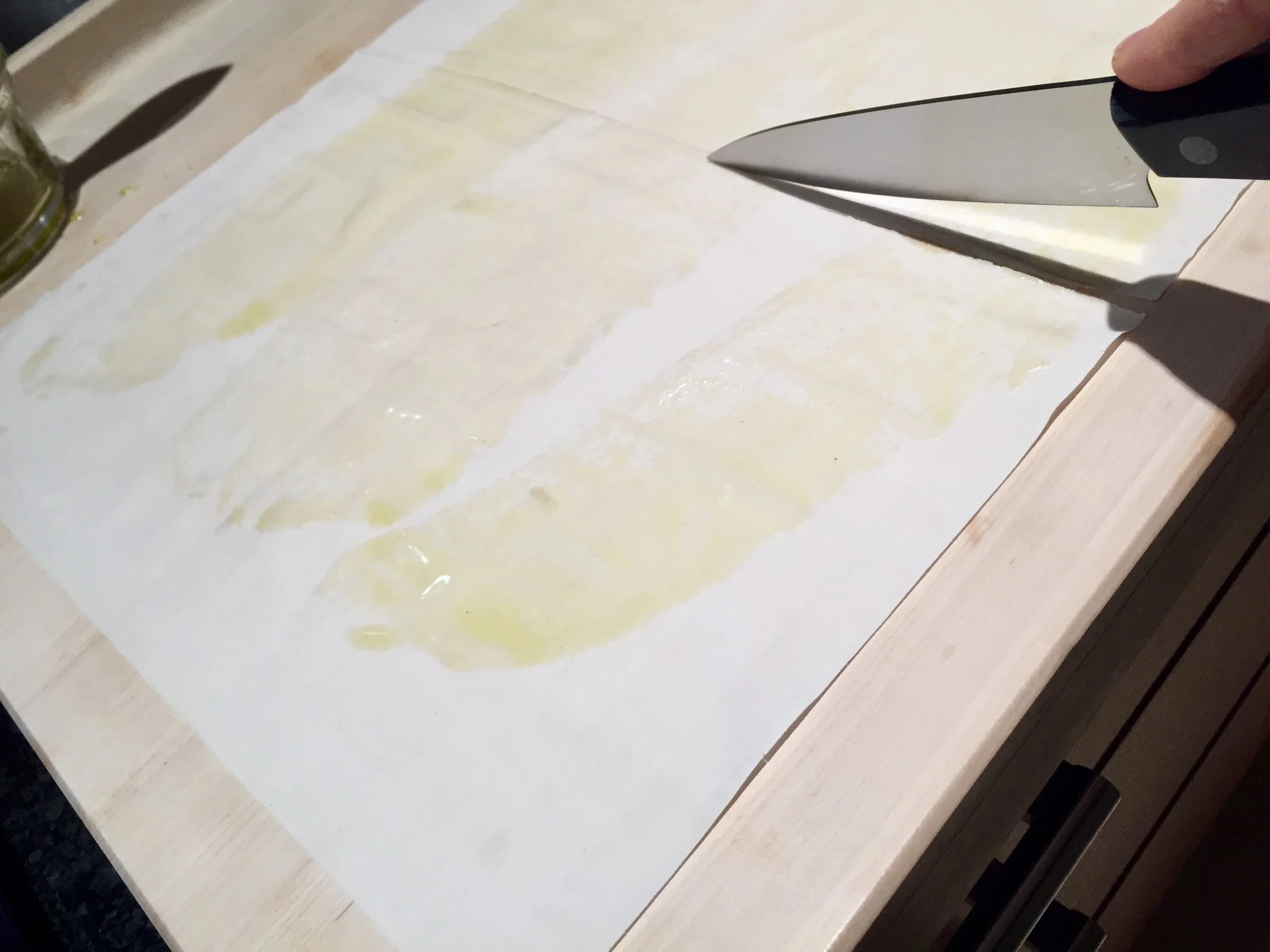 Cut filo sheet into two