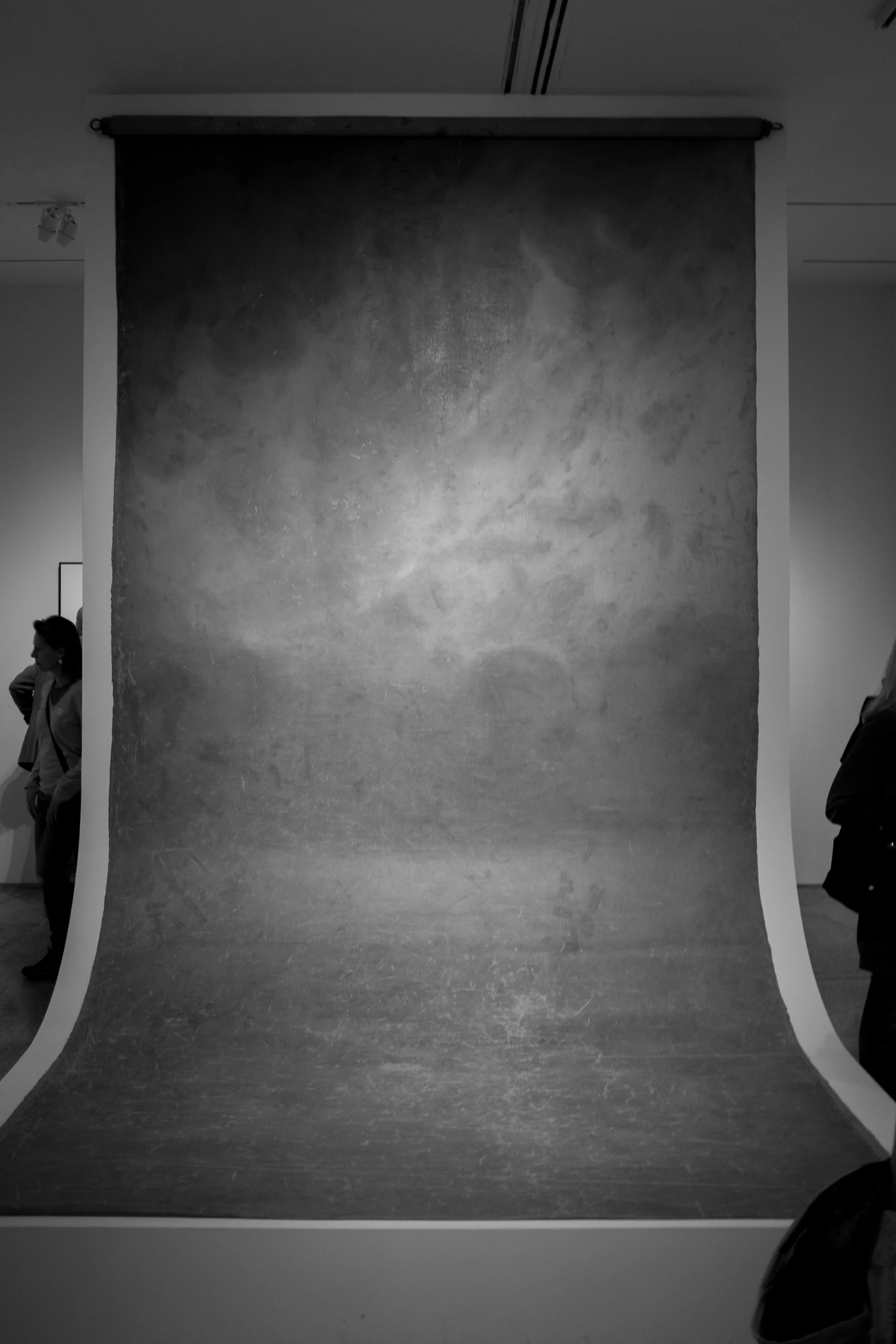 Irving Penn's backdrop on display in the Metropolitan Museum of Art.