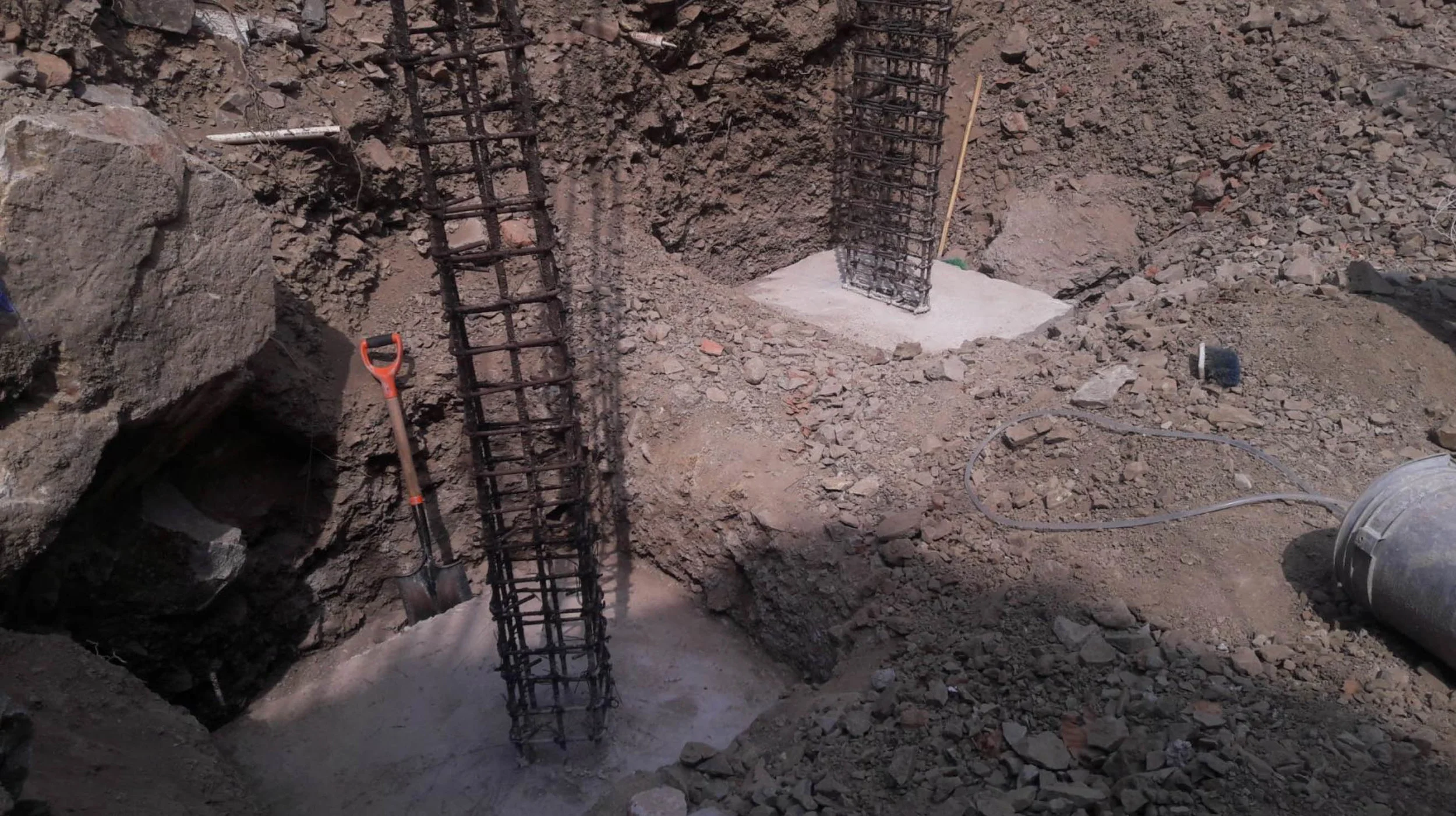 Pouring footings bases Building A