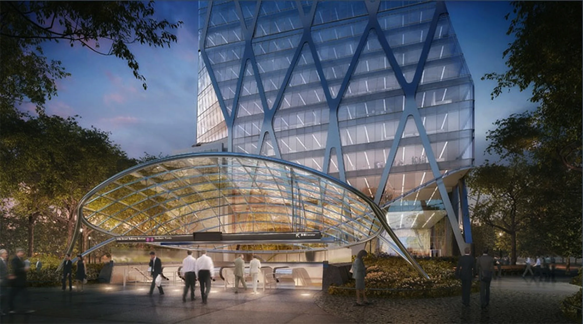 Rendering of entrance to the new 7-Line subway station at Hudson Yards