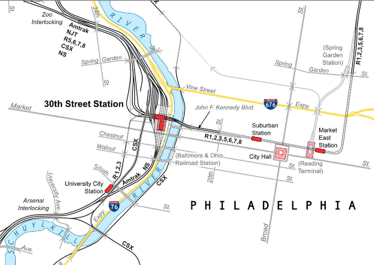 Philadelphia Center City Commuter Connector map