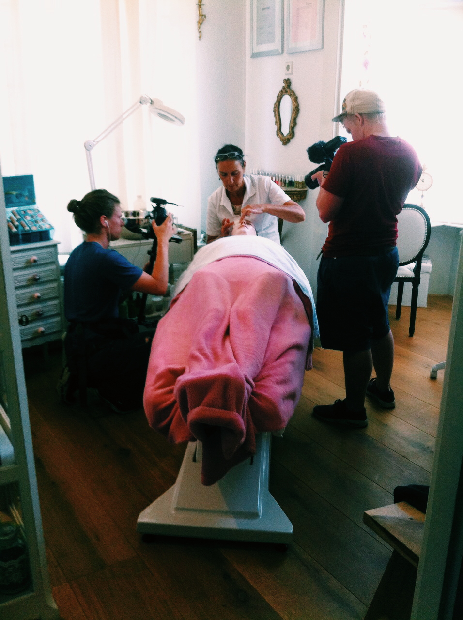 Duo-filming Suzanne at the beautician.