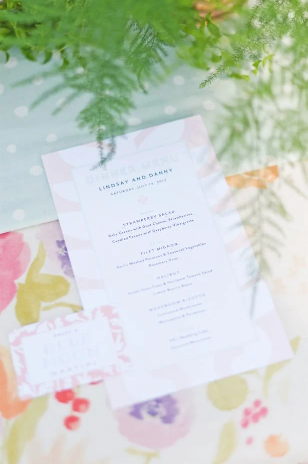 Pretty wedding menu