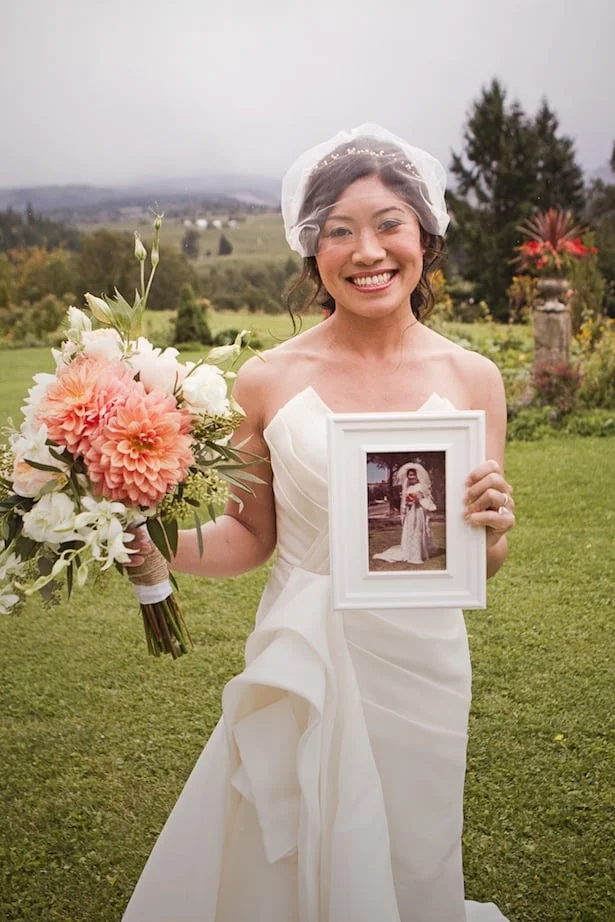 Alina & John Hazen's Wedding in Mount Hood, Oregon; Poplar gown-Carol Hannah