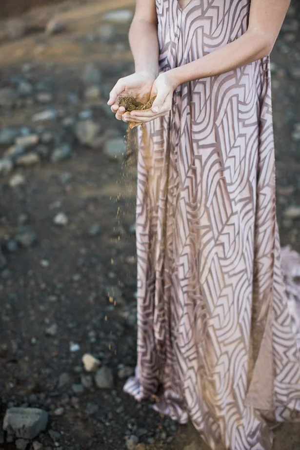 Tanzanite gown Real Wedding Inspiration with Sealight Studios