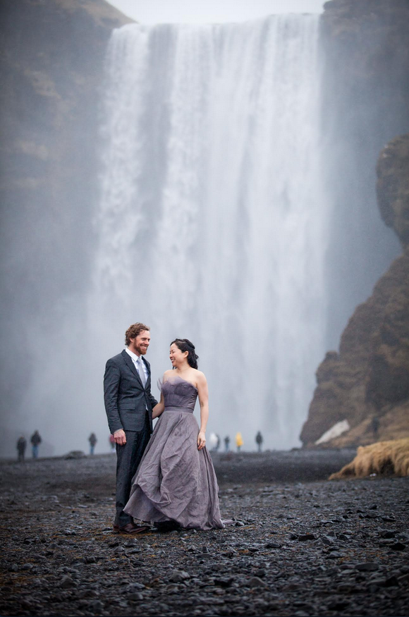 Custom Carol Hannah Grand Palais gray wedding gown