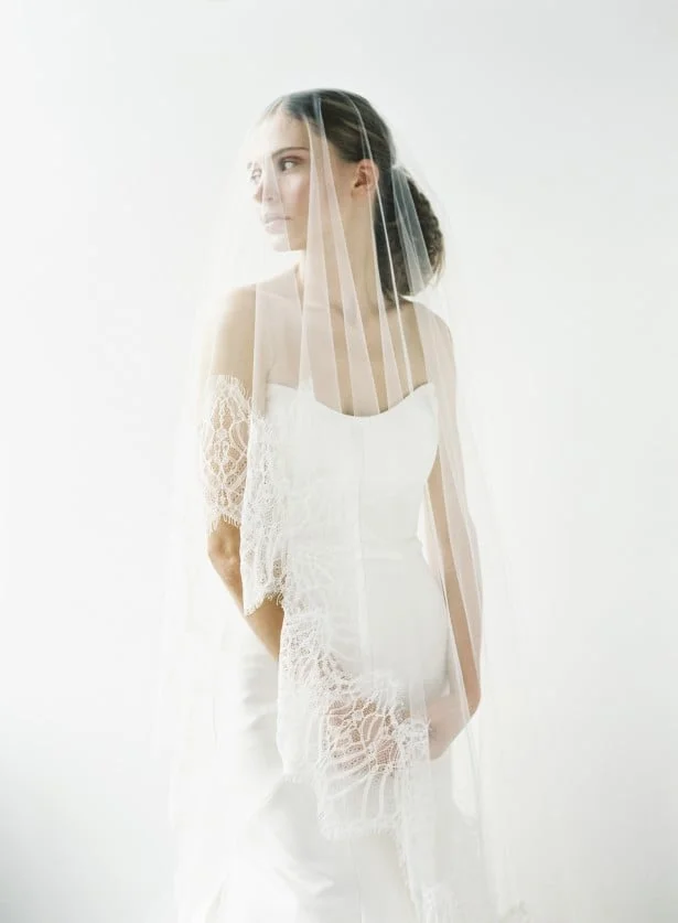 Tourmaline + the Spanish Alencon veil in cathedral length 