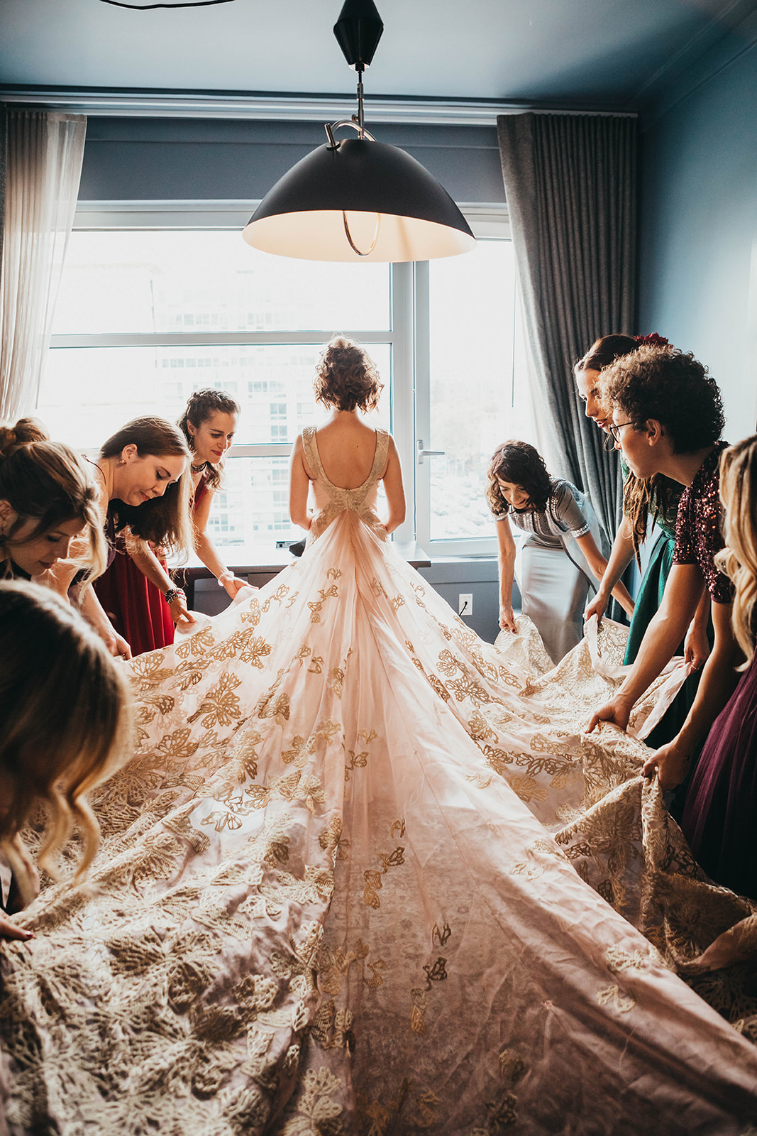 Blush, rose, gold wedding gown with butterflies, victorian bridal trend, nyc wedding gown designer09.jpg