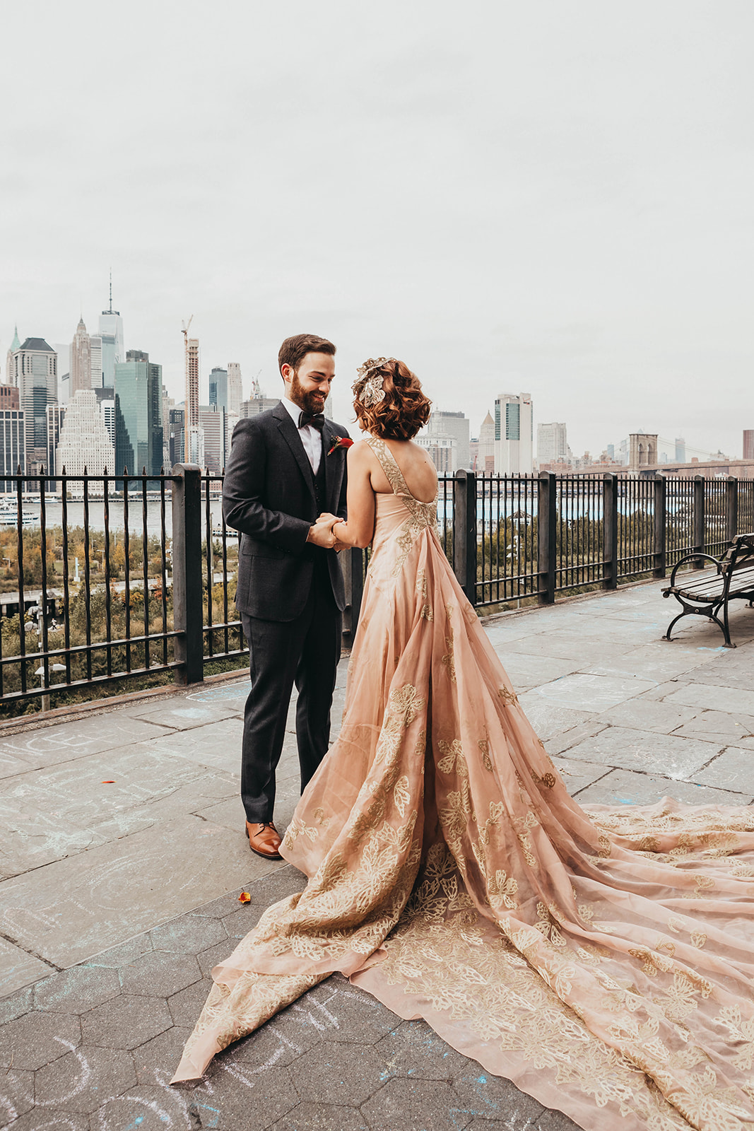 Blush, rose, gold wedding gown with butterflies, victorian bridal trend, nyc wedding gown designer73.jpg