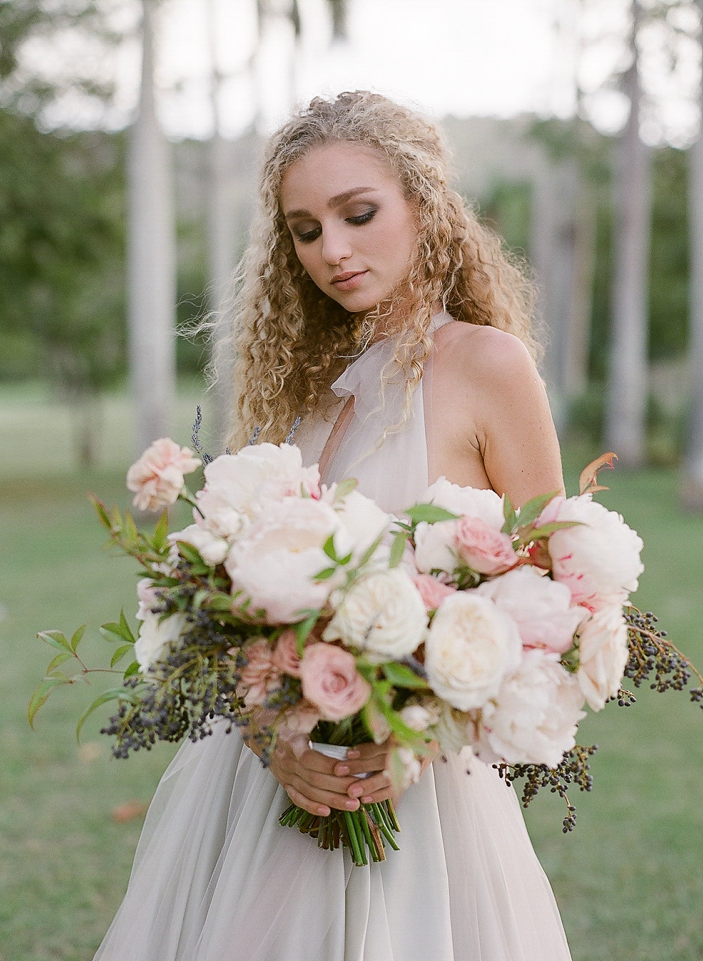 light gray tulle draped halter neck wedding dress ny designer bridal shop2-120.jpg