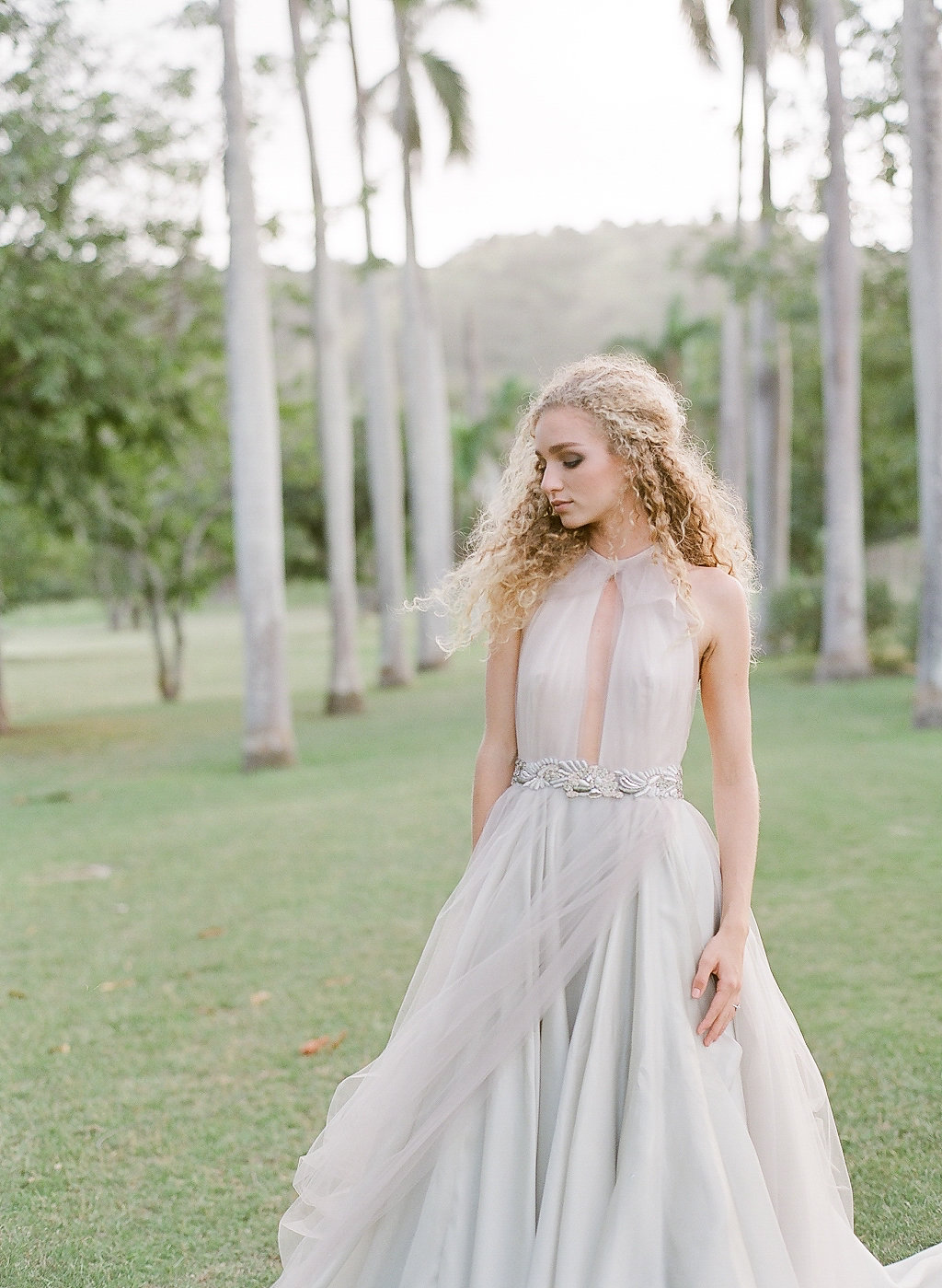 light gray tulle draped halter neck wedding dress ny designer bridal shop2-149.jpg