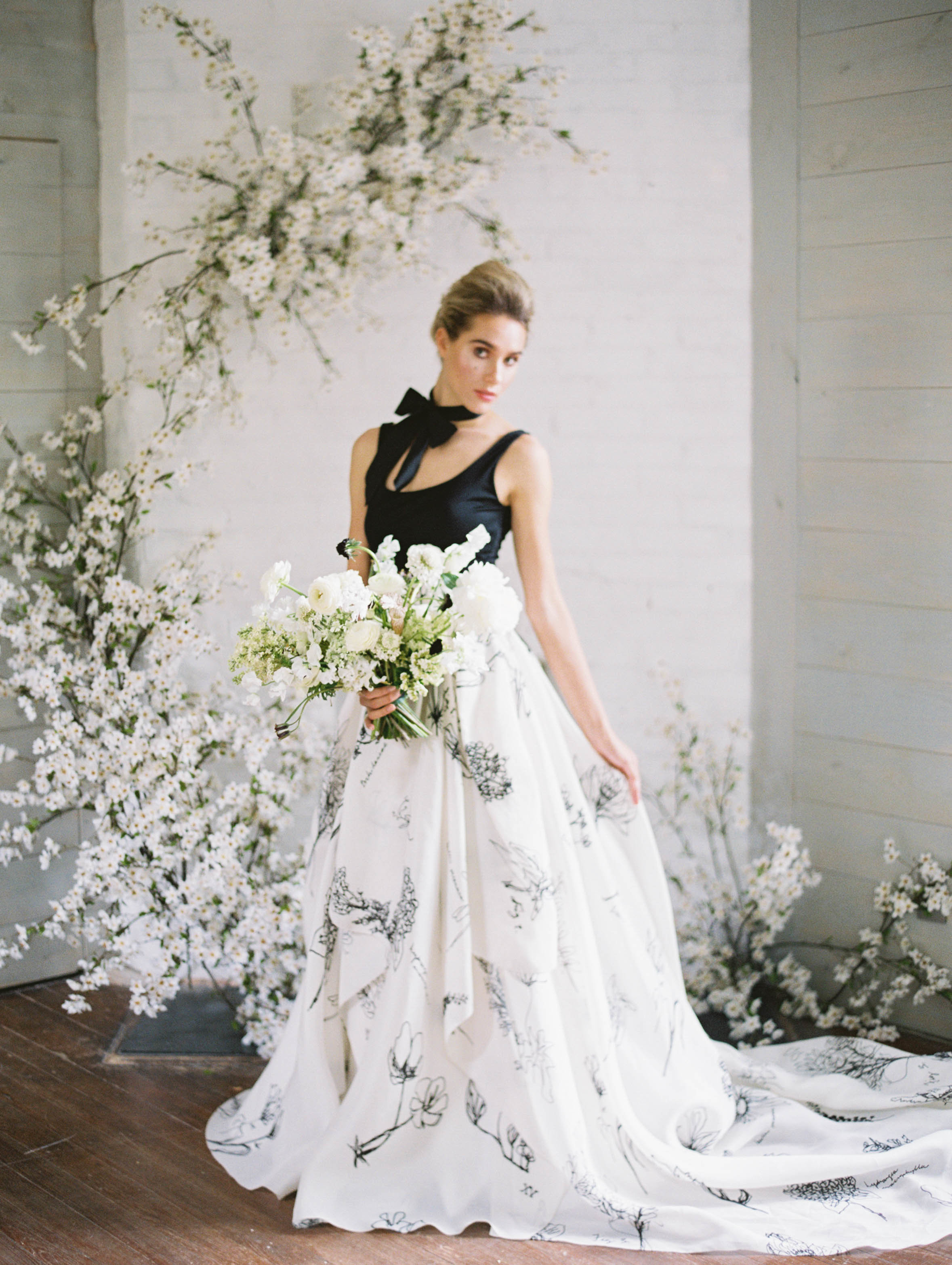 Printed floral wedding skirt black and white bridal separates nyc designer3.jpg
