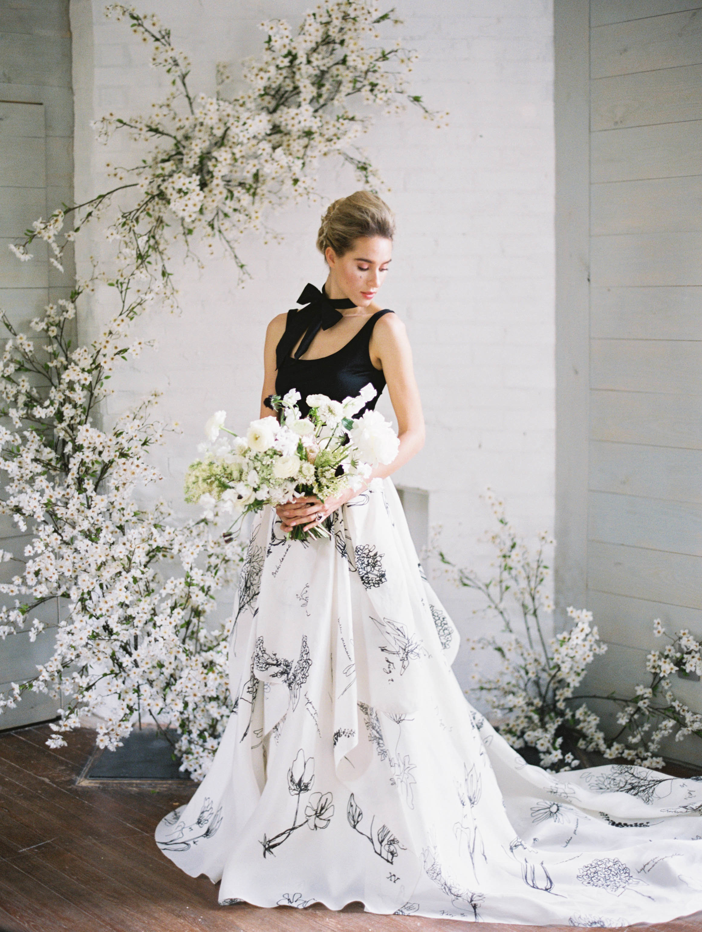 Printed floral wedding skirt black and white bridal separates nyc designer4.jpg