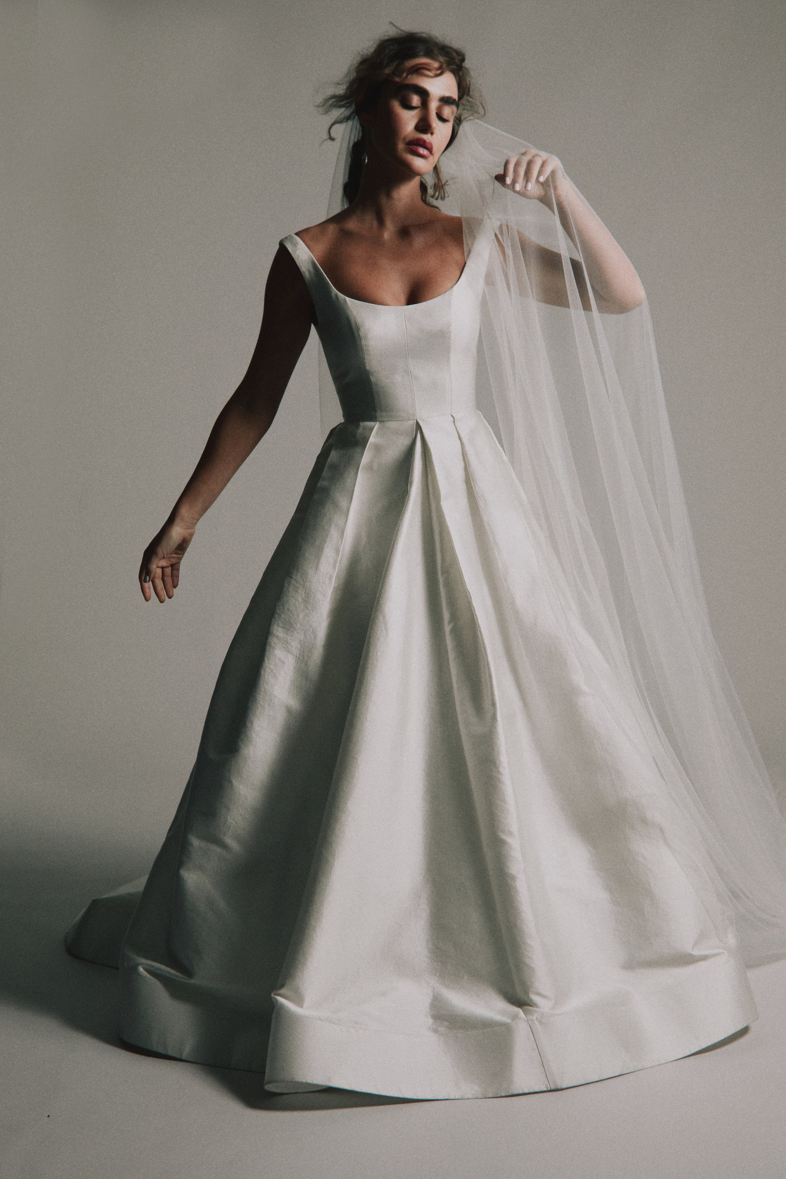 Eyre wedding dress in silk mikado tip of the shoulder scoop neck with full skirt bridgerton style2 web.jpg