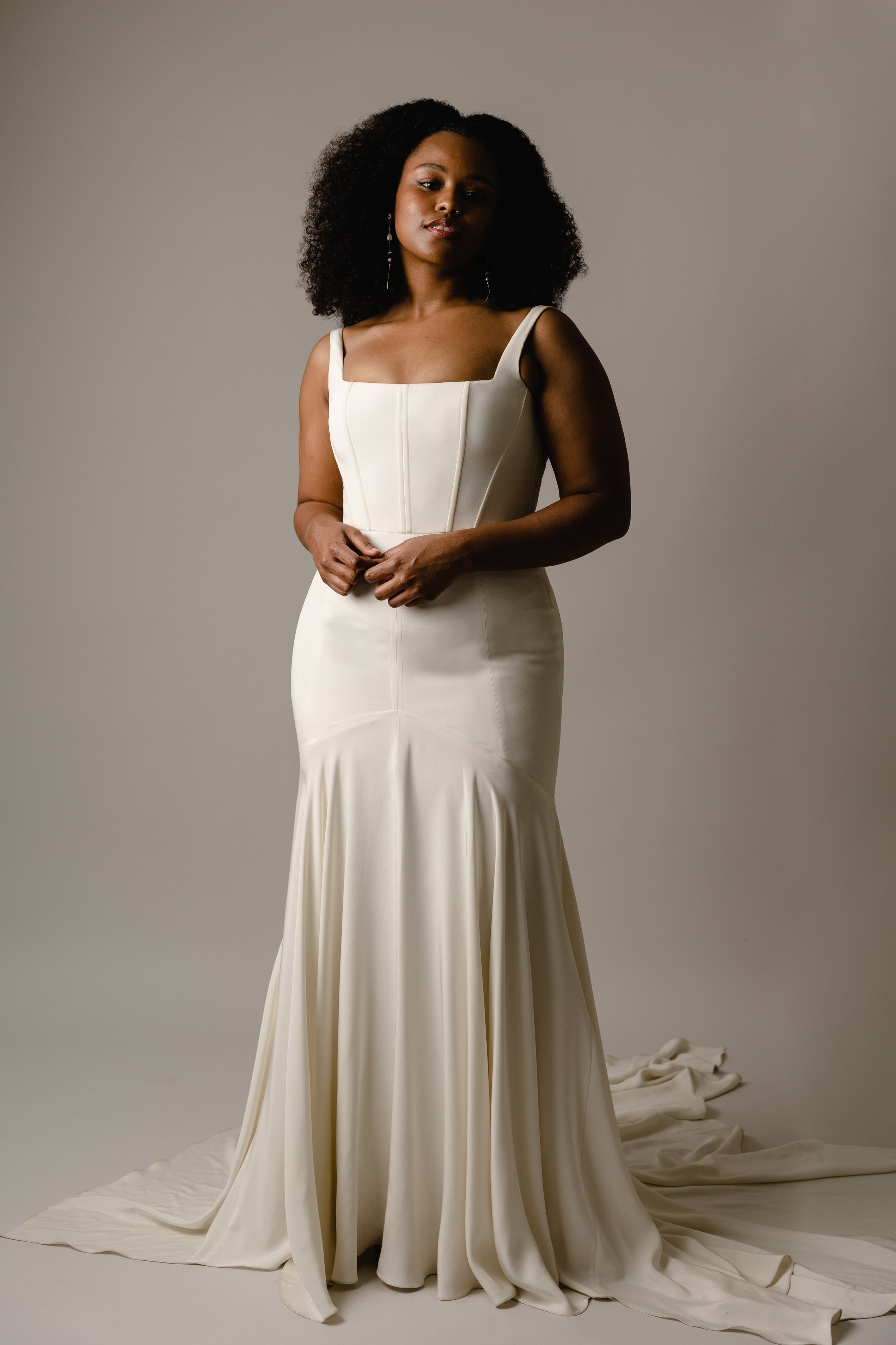 Alabaster fit to flare crepe wedding dress with square neck1 web.jpg