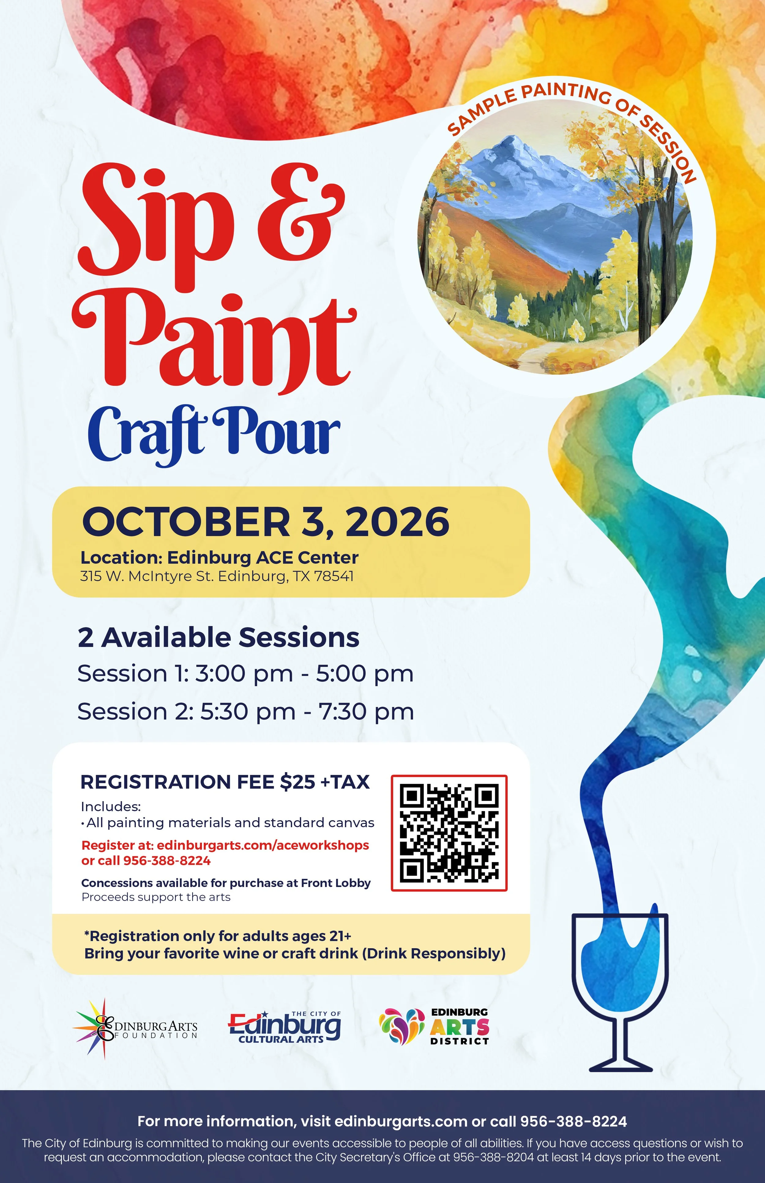 Sip and Paint - October 3 - 5:30 PM to 7:30 PM