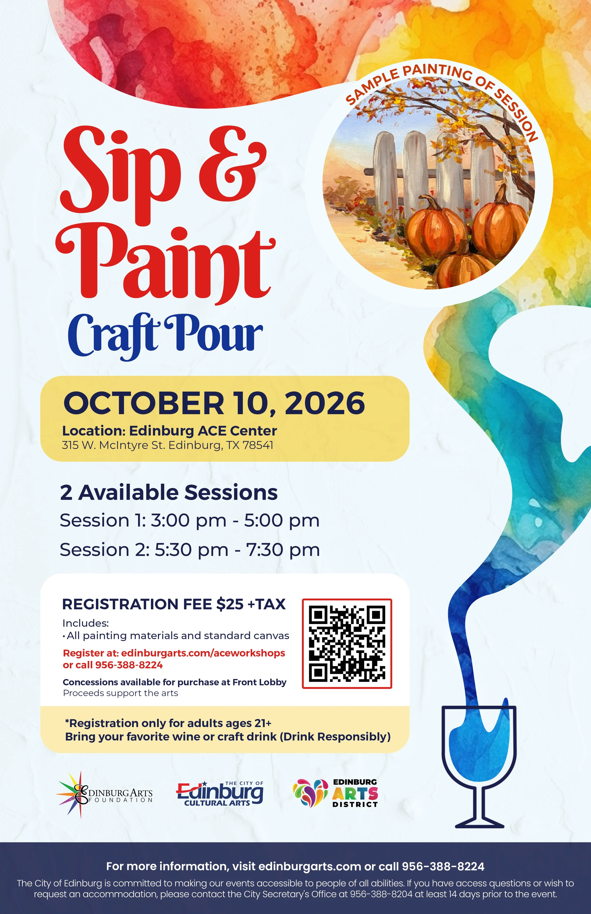 Sip and Paint - October 10 - 5:30 PM to 7:30 PM