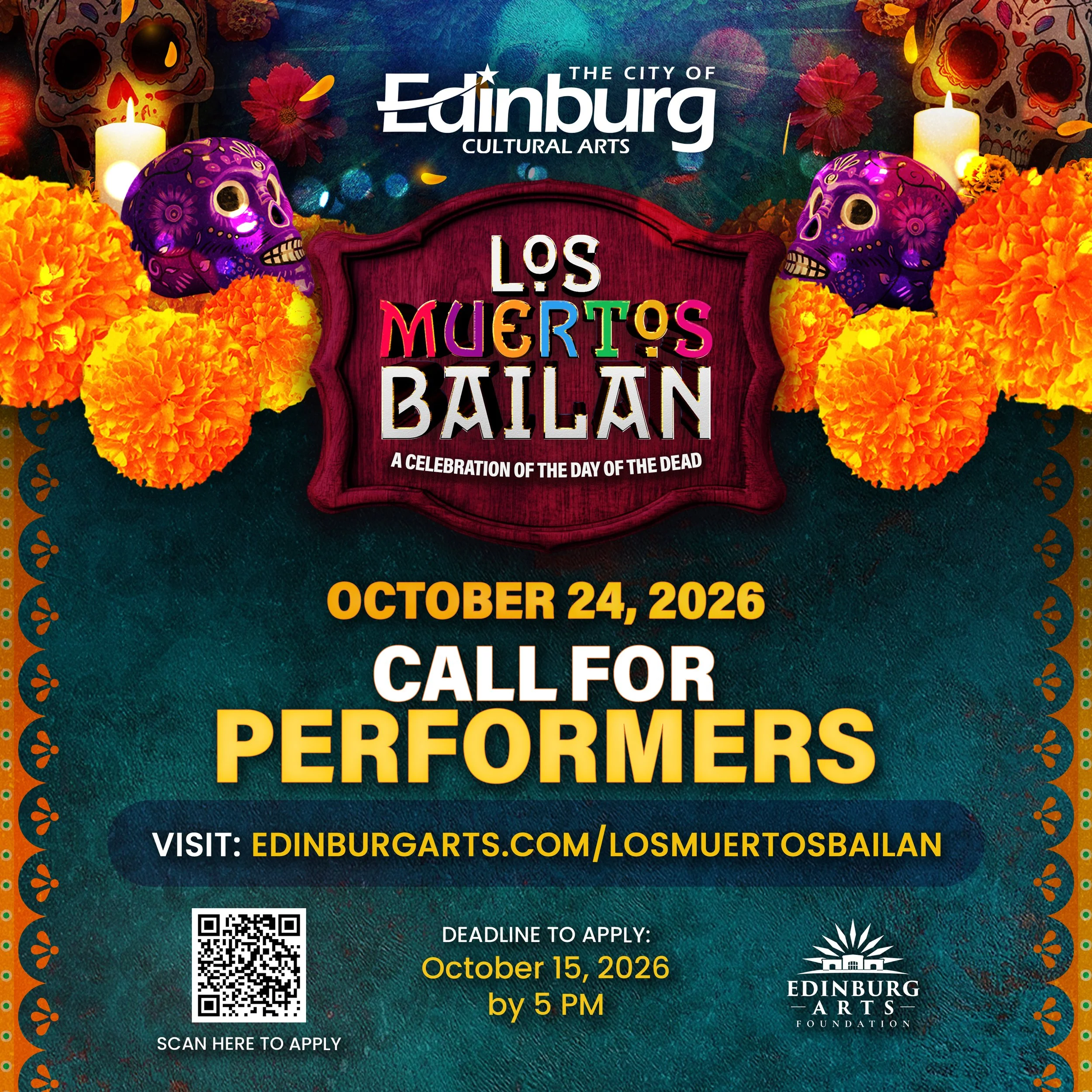 Los Muertos Bailan 2026 Call for Performers. Schools, studios, and community performers are invited to apply for the October 24 festival