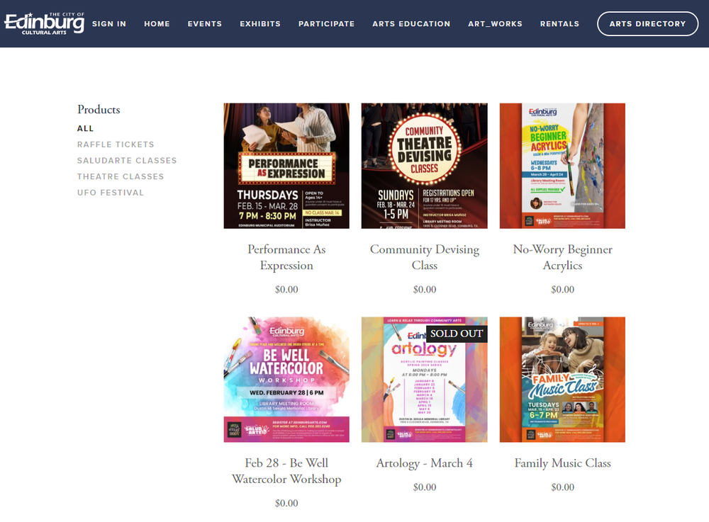 Register for Classes — EDINBURG ARTS