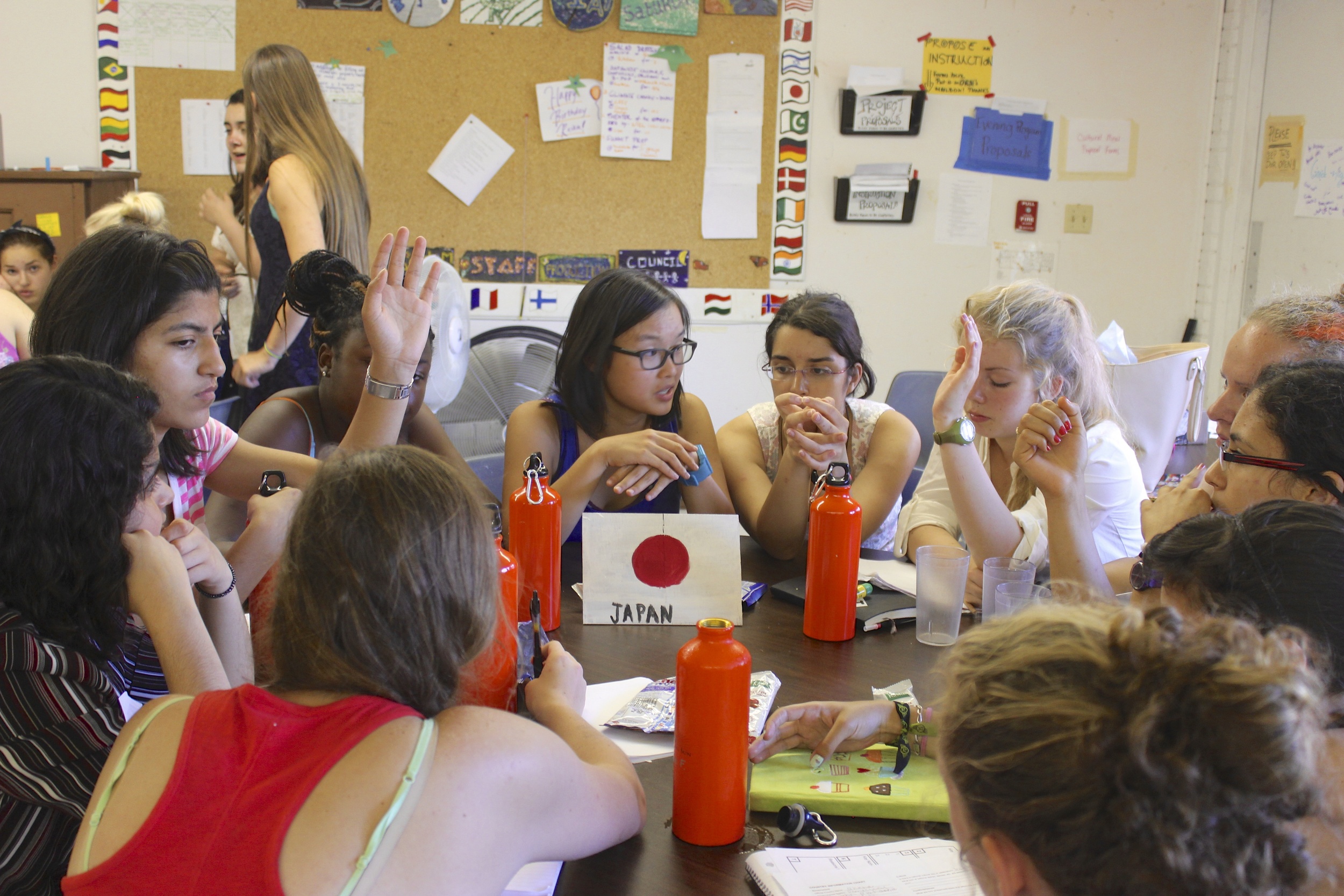  A program involving the entire camp occurs about once per day. They vary -- some are simply games, others involve discussion on ethical, political, or social issues. 