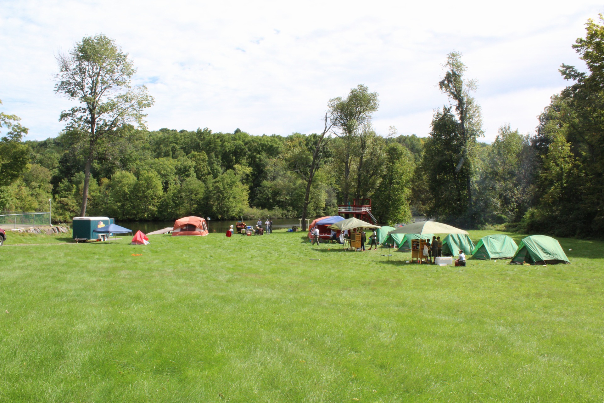  Tents set up by the lake 