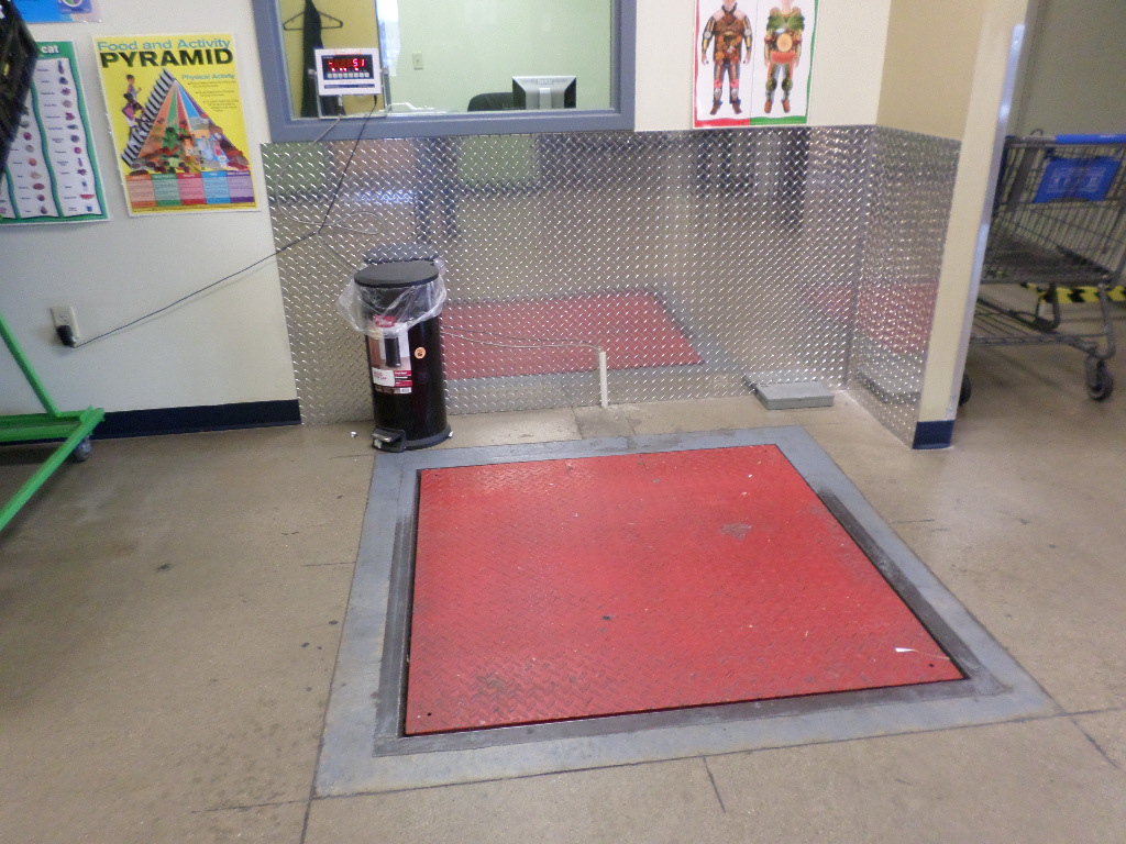 The scale where the food is weighed at the Community Cupboard. 