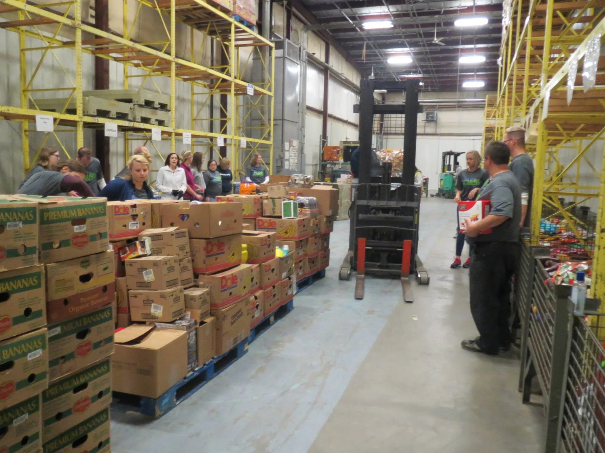 I didn't manage to get a picture of the warehouse on the tour, but let me tell you, it is huge. Here is just one of the aisles of the warehouse from the Community Harvest Facebook page.