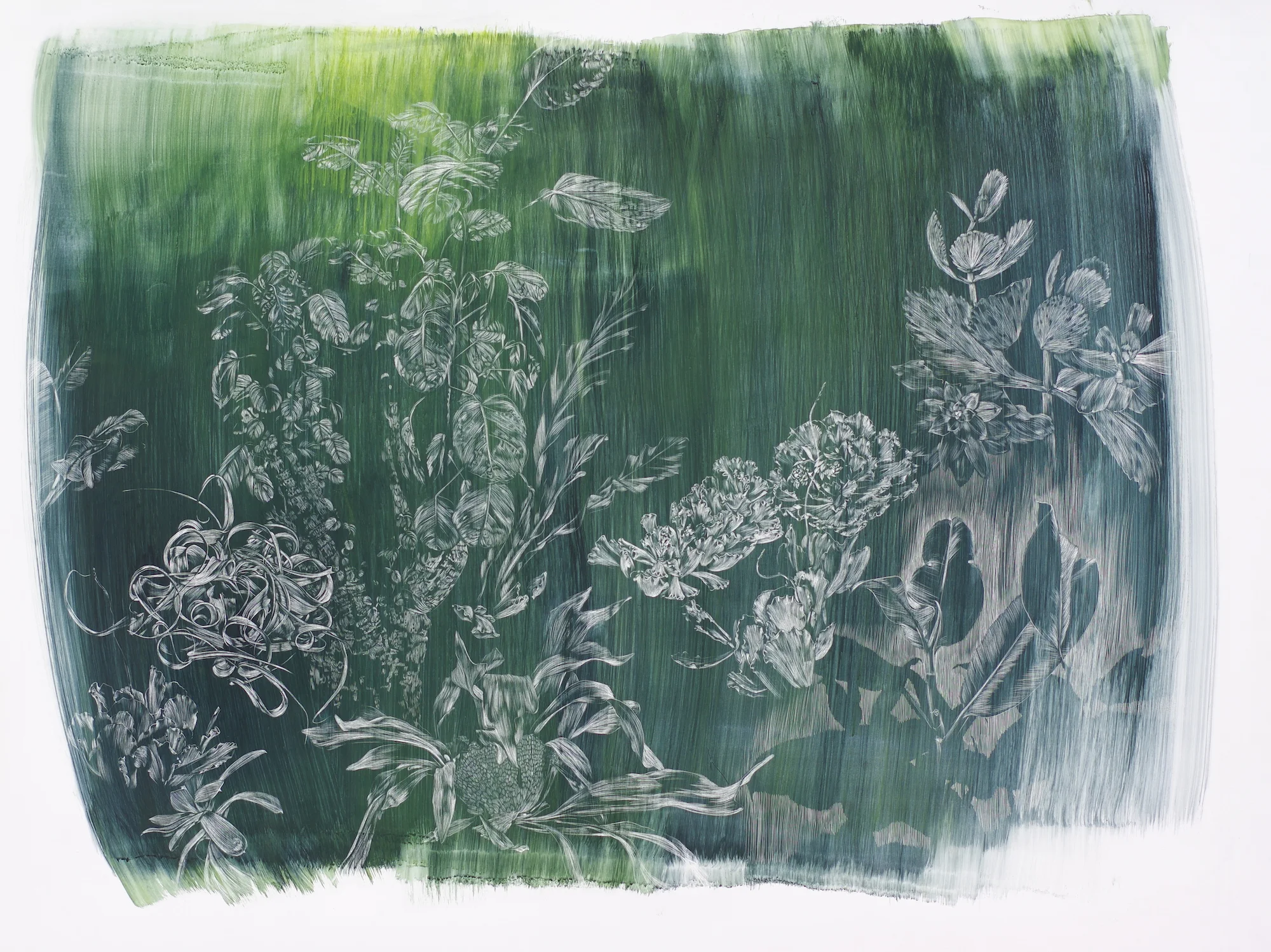Float, watercolor on panel, 36” x 48”, 2018