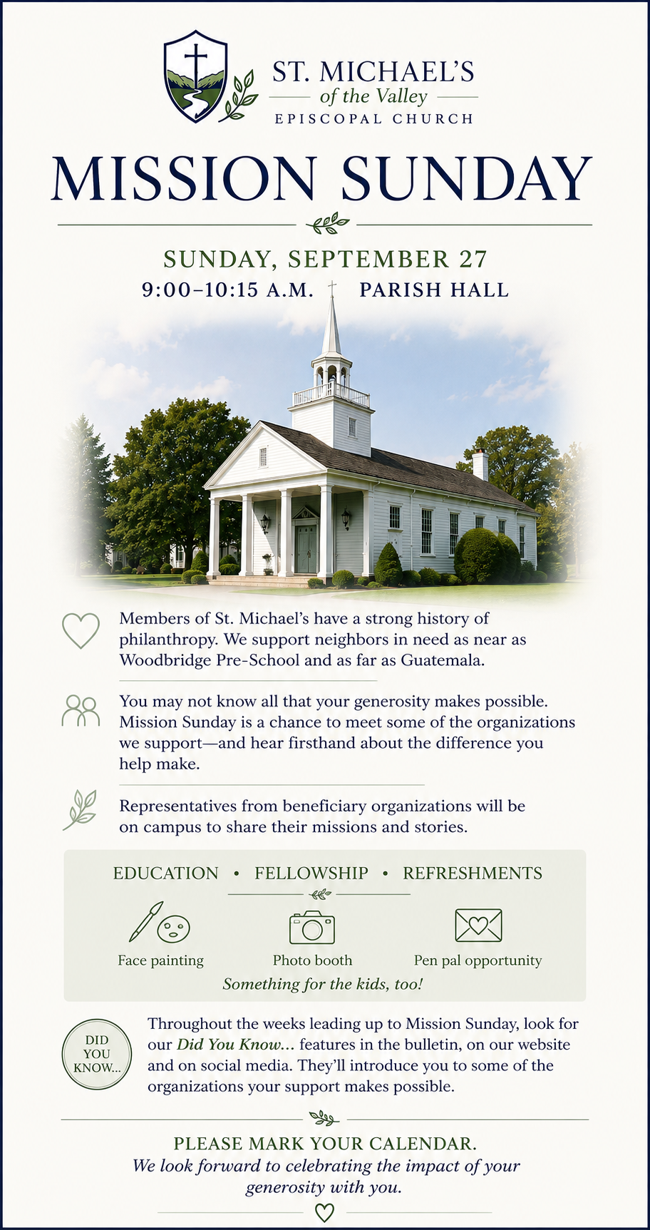 Mission Sunday Information description at St. Michael's of the Valley Rector Pa