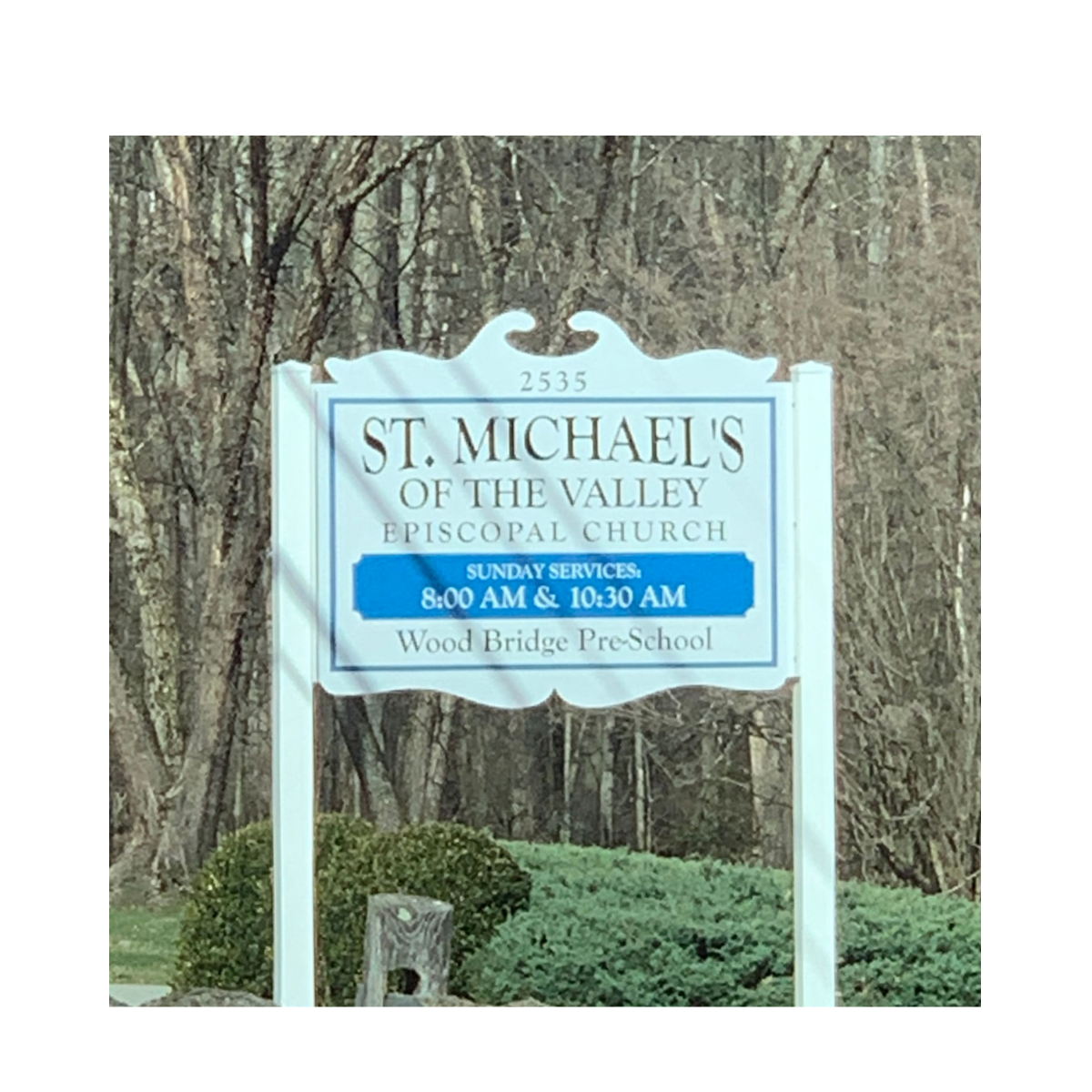 Sign for St. Michael's of the Valley Episcopal Church in Rector Pa.
