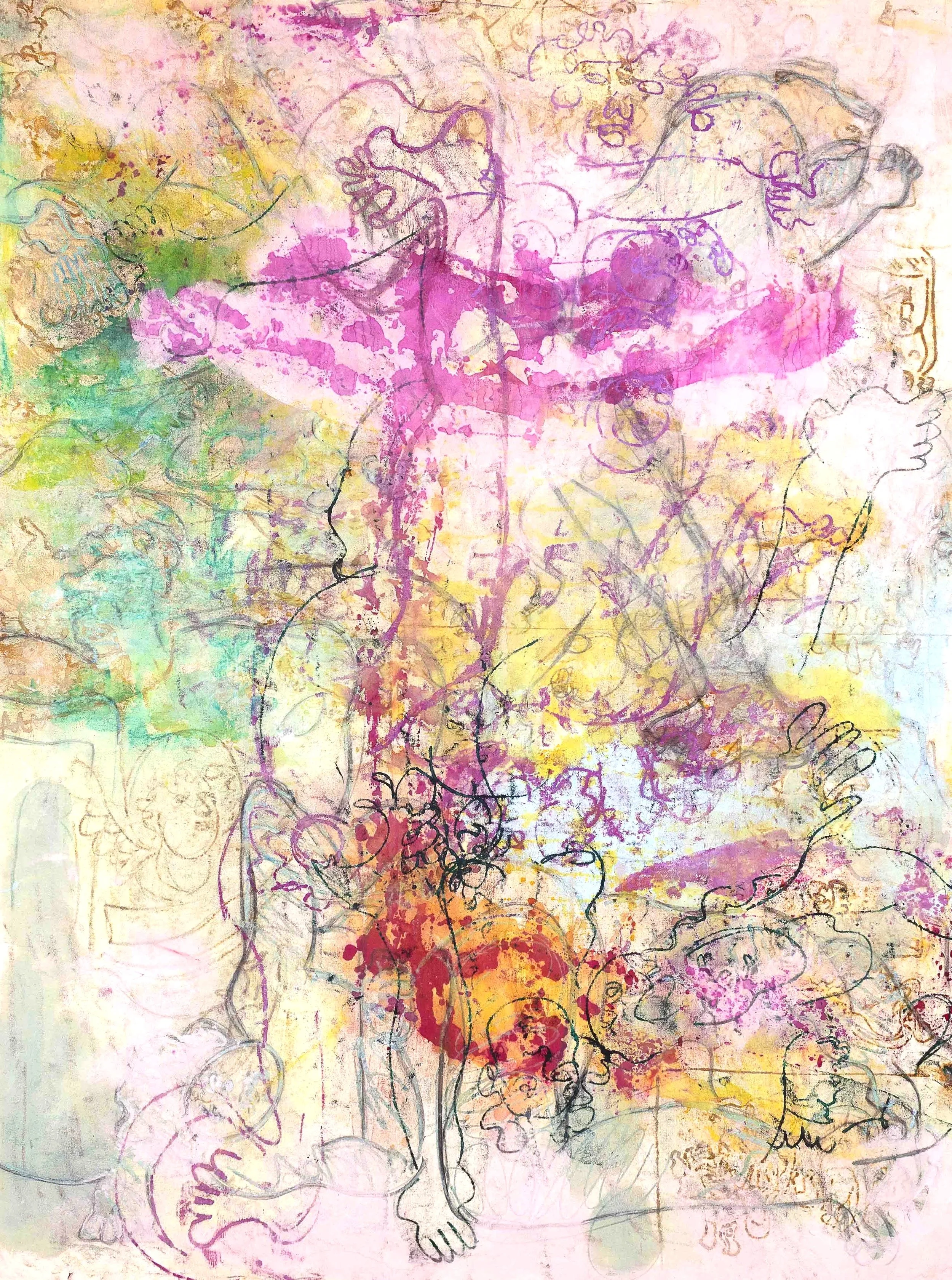  QUERENCIA XVII, 2025  Encre, pigment, huile, caséine sur toile de coton  200 × 150 cm  ©July Ancel ADAGP 