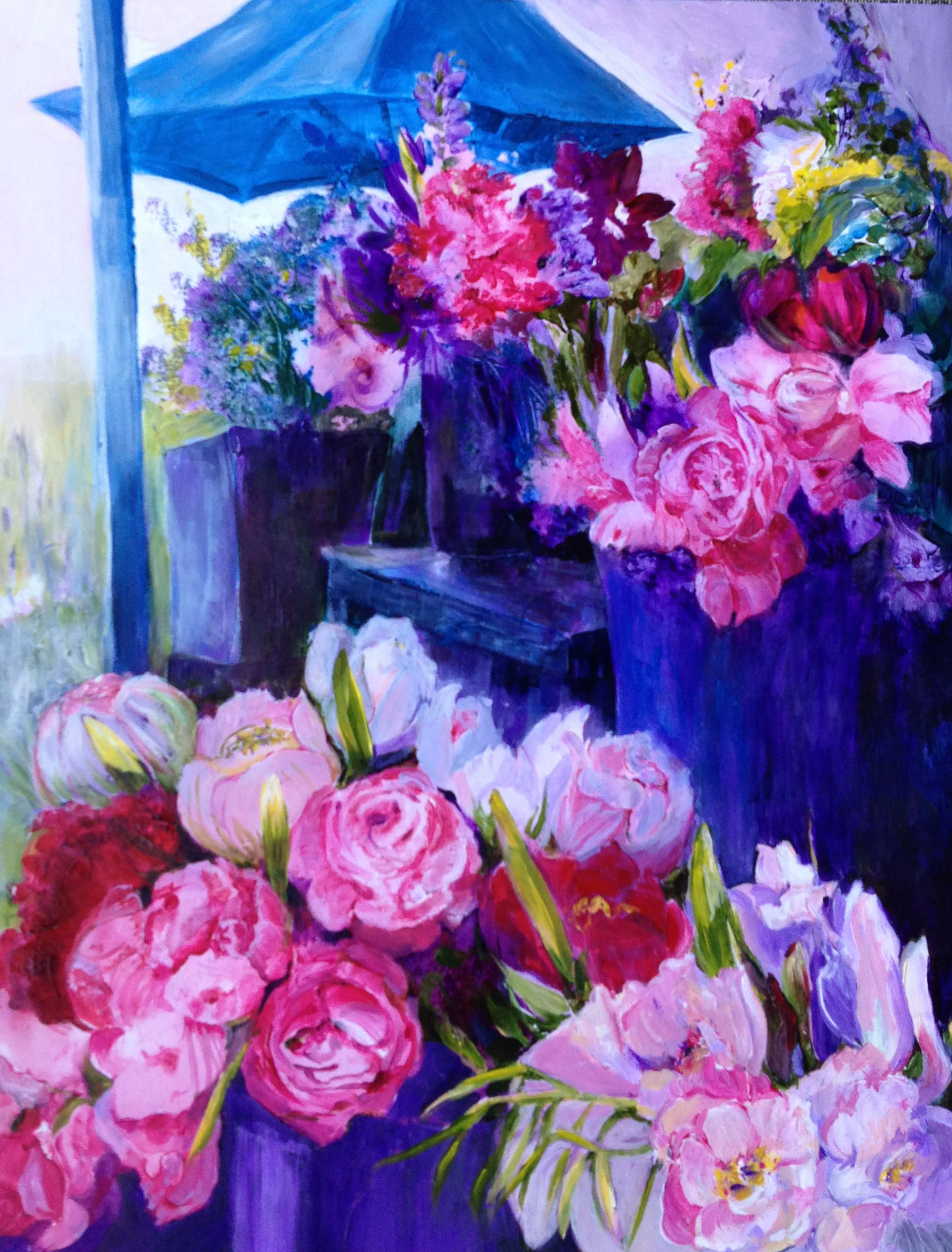   Fountain, Tea House, Farmer's Market -&nbsp;Boulder, CO  Acrylic 16" x 12" 