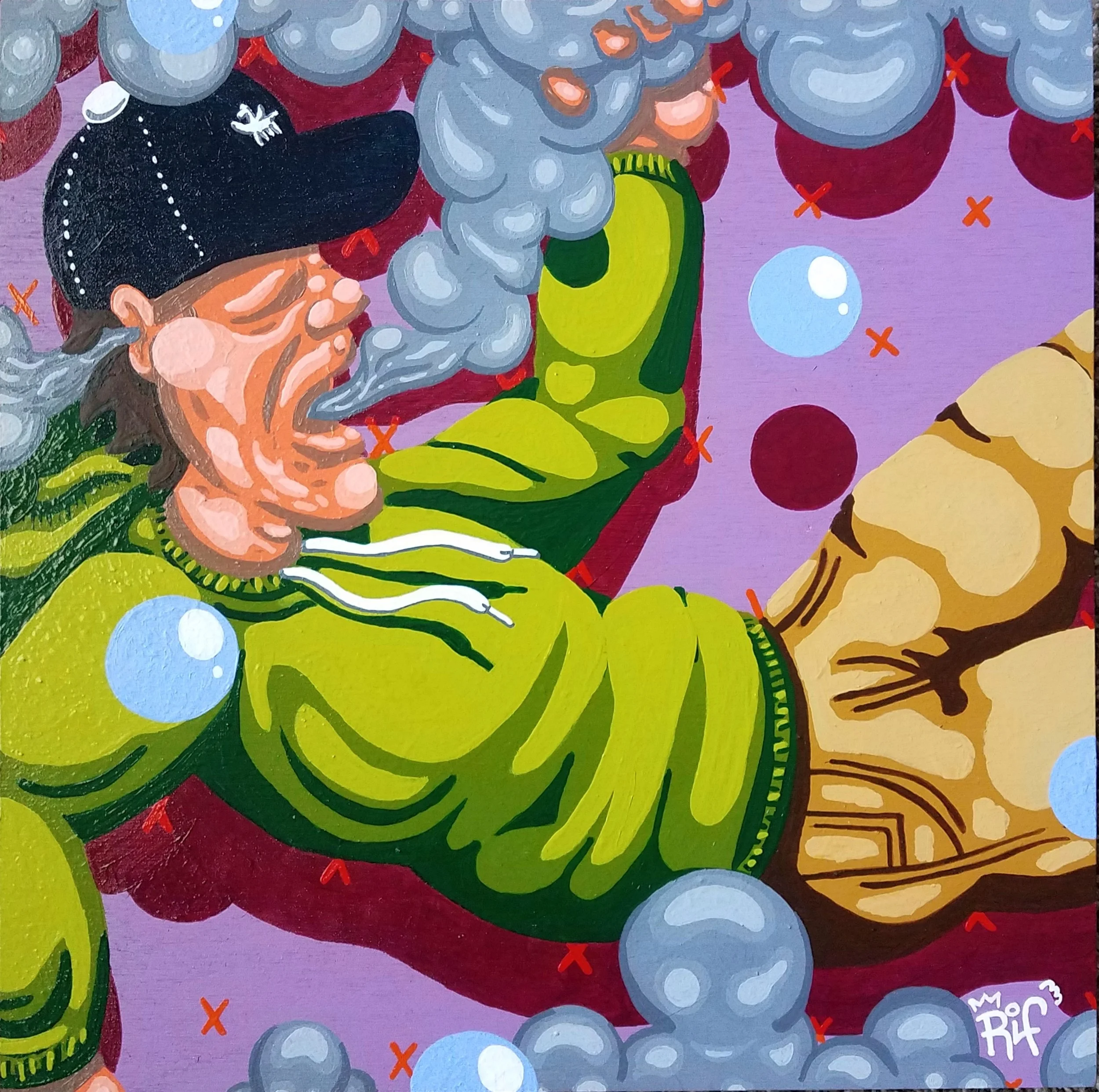  Acrylic &amp; Aerosol on Wood 2018 