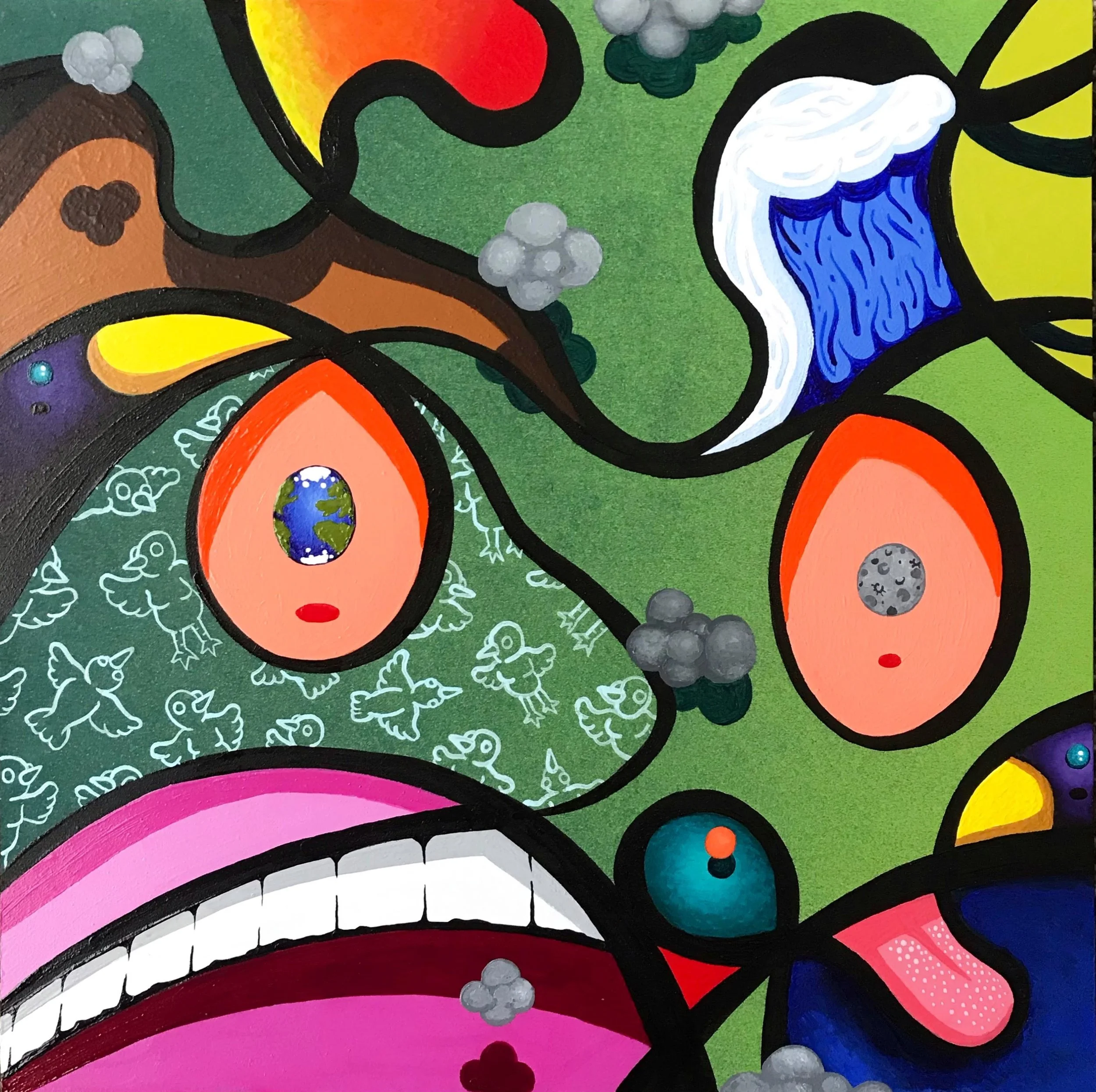  Acrylic &amp; Aerosol on Wood 2019 