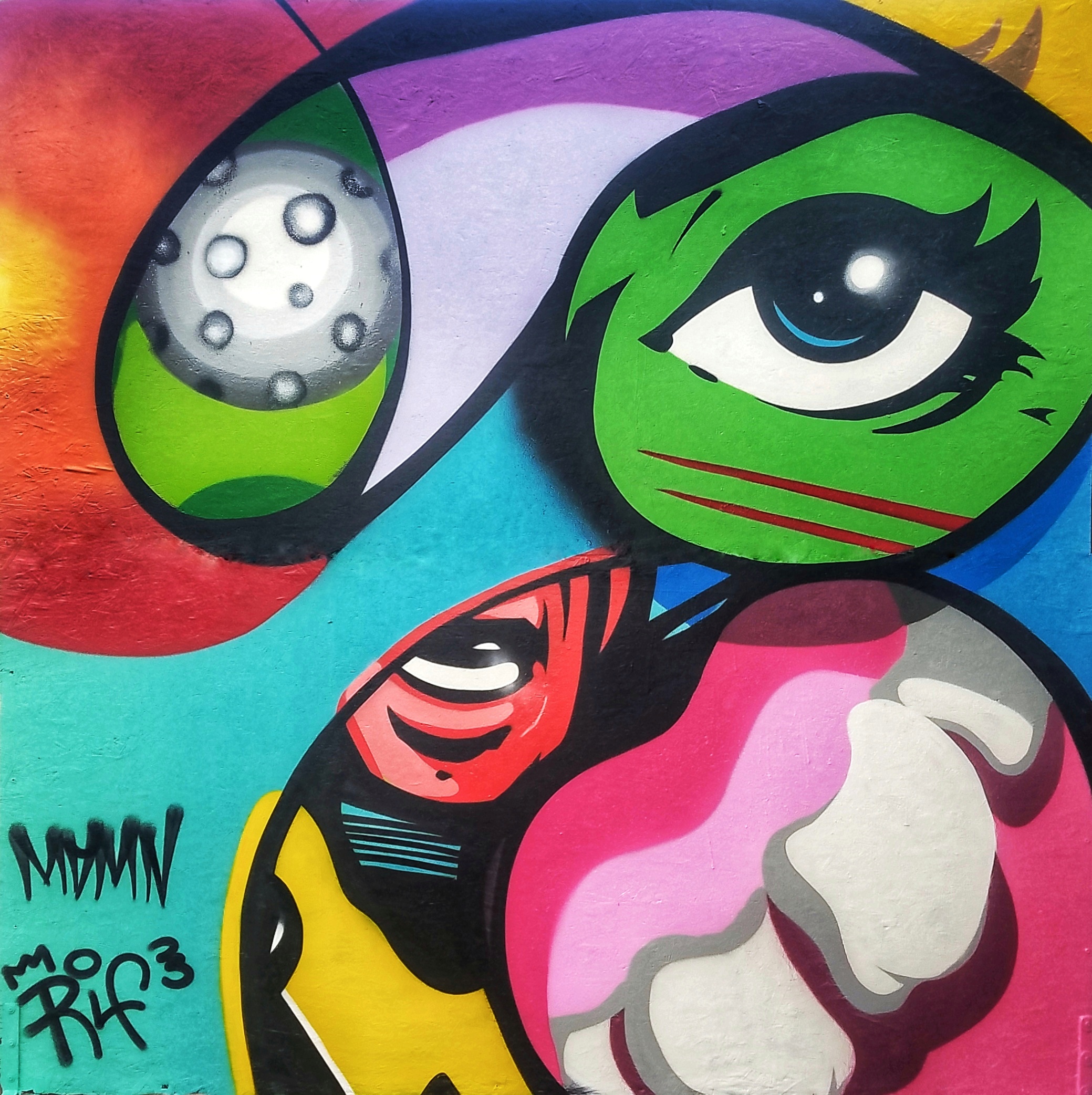 Rif Raf + MadMan Acrylic & Aerosol on Wood, 8x8’ 2019