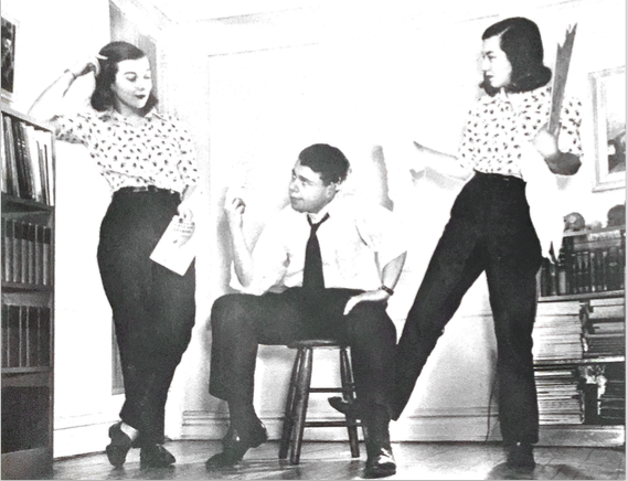 The twins in a play at Pratt, 1938