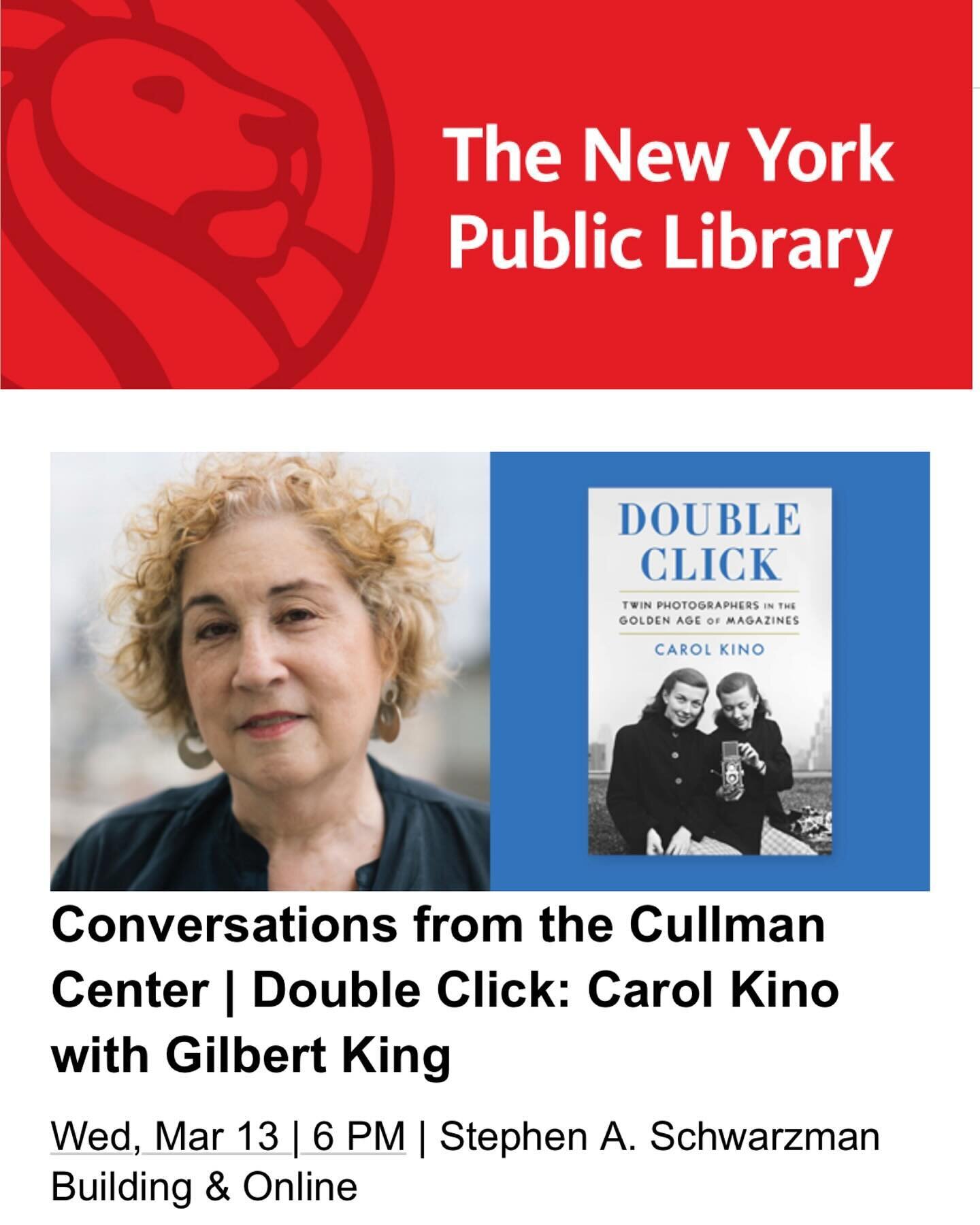 Wednesday night at 6 pm with @gilbertkingpics ! Link in bio. 

@nypl @scribnerbooks @utapublishing #doubleclick #cullmancenter