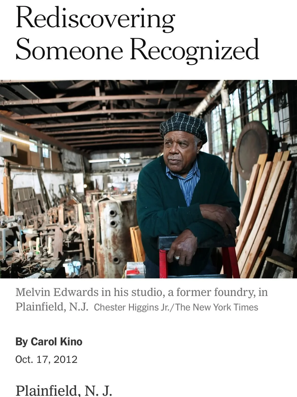 So sad to hear Mel Edwards is gone. I went out to visit his studio in NJ 14 years ago for an NYT piece with @ursuladavilavilla who reminded me in her post that we got lost on the way there. Mel, who was bubbling over with enthusiasm, talked nonstop f
